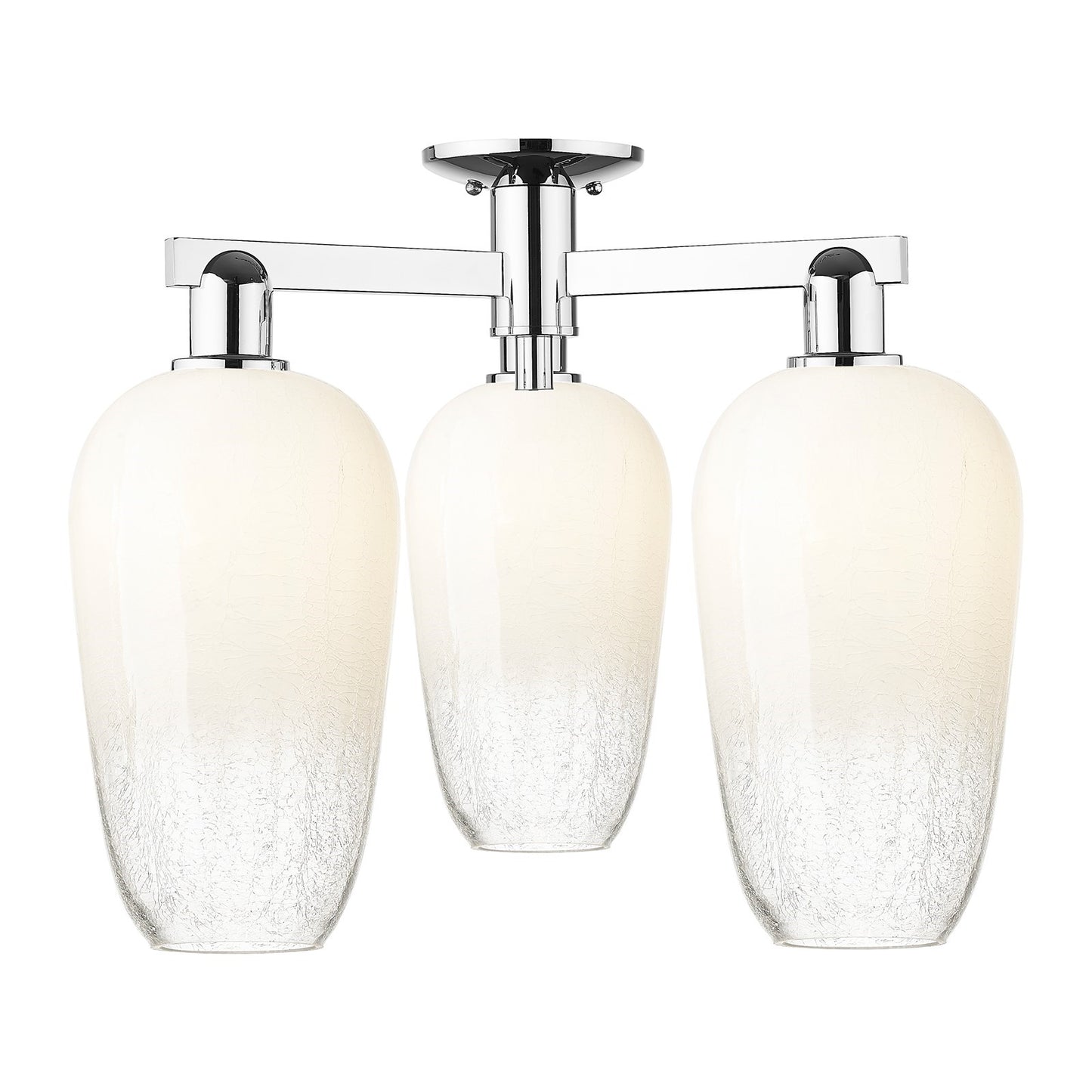 Innovations Brookhaven Flute 24.5in 3-Light Semi-Flush Mount | Industrial Polished Chrome and Opal Glass | Living Room & Dining | Model 716-3F-PC-G484-7OP