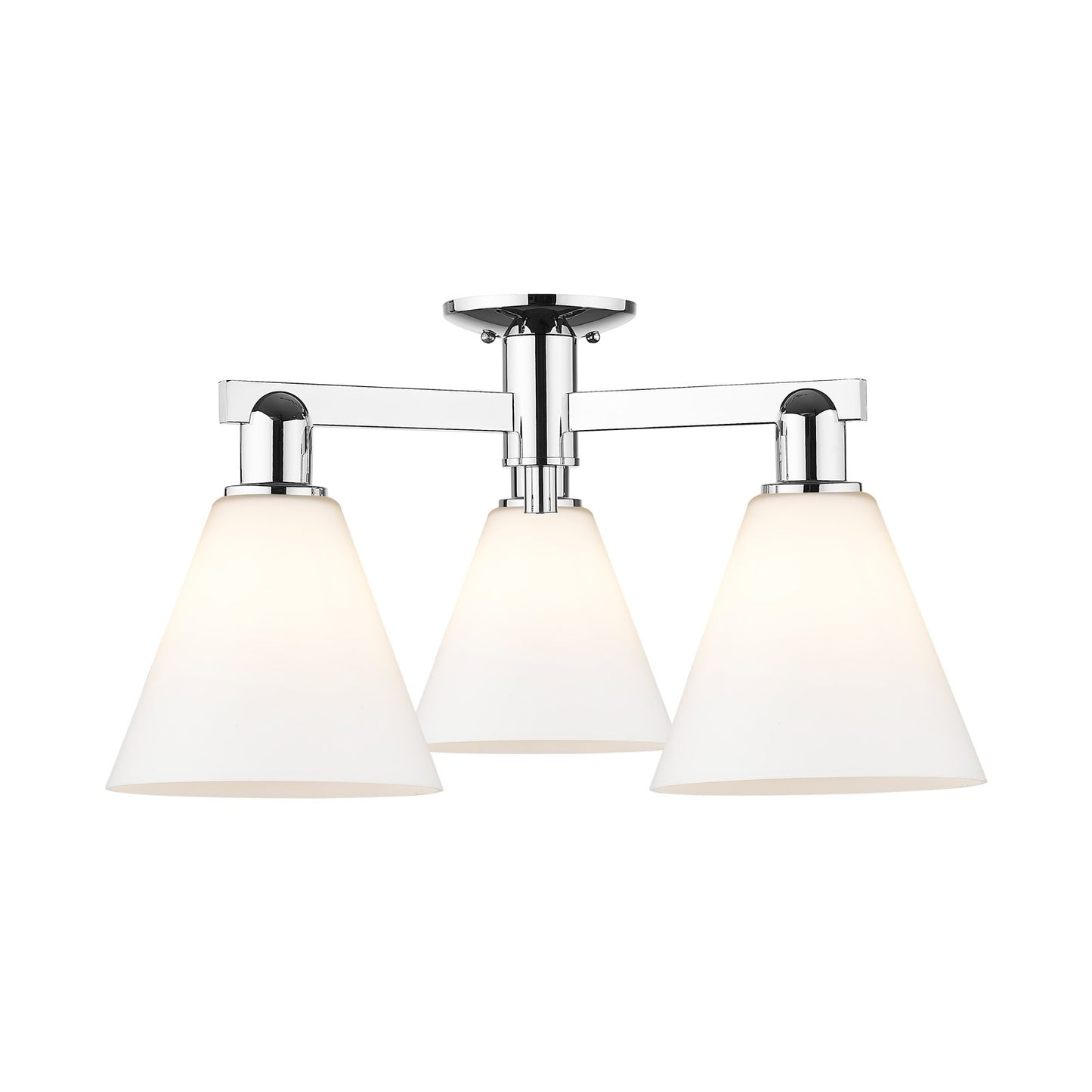 Innovations Berkshire Glass 26in 3-Light Semi-Flush Mount | Industrial Polished Chrome and Matte White Glass | Kitchen & Hallway | Model 716-3F-PC-GBC-81