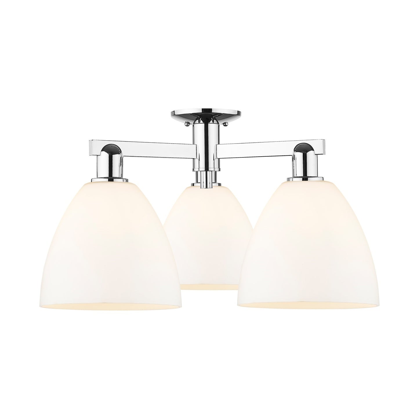 Innovations Bristol 27in 3-Light Semi-Flush Mount | Industrial Polished Chrome and Matte White Glass | Living Room & Entryway | Model 716-3F-PC-GBD-91