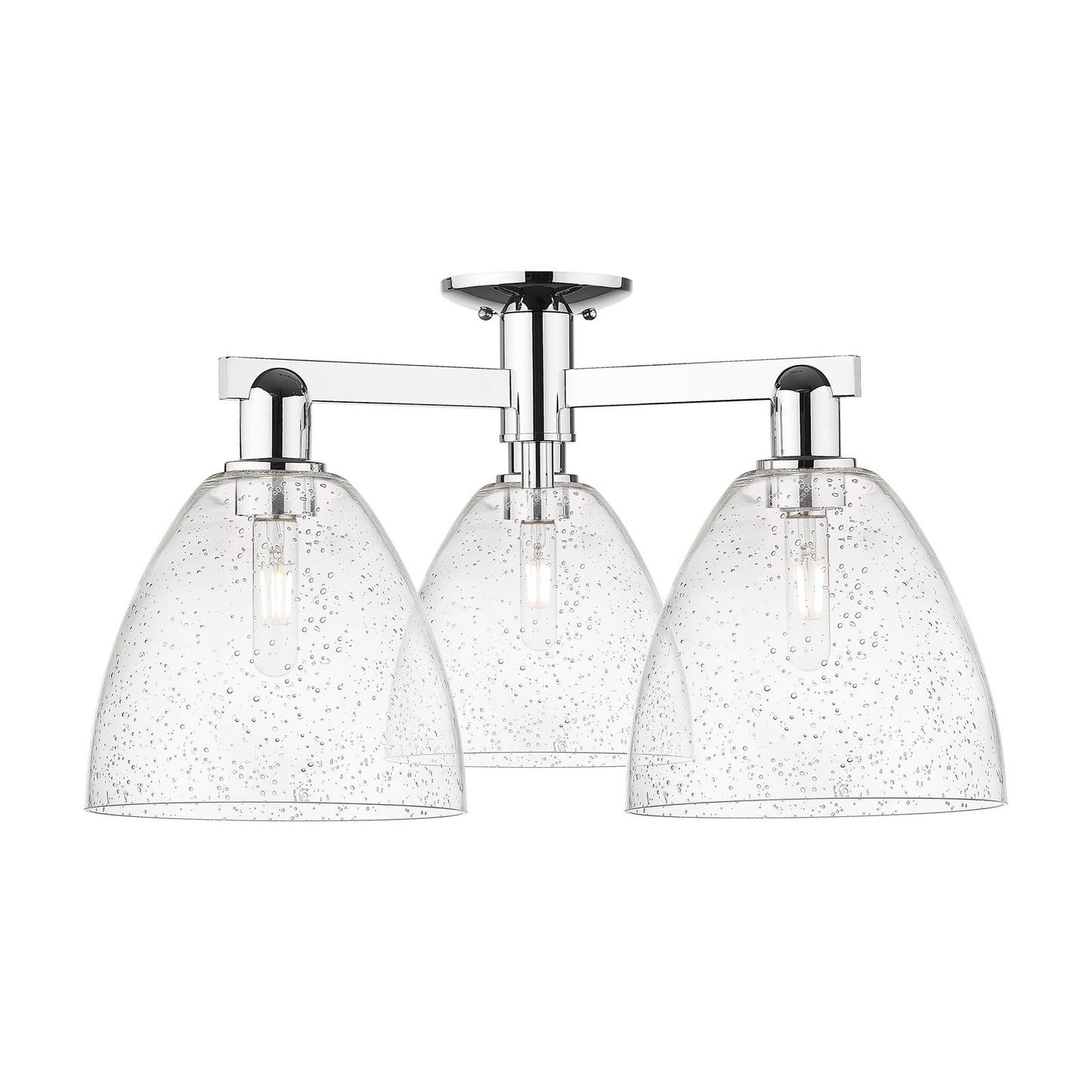 Innovations Bristol 27in 3-Light Semi-Flush Mount | Industrial Polished Chrome and Seedy Glass | Entryway & Hallway | 26.5 x | Model 716-3F-PC-GBD-94