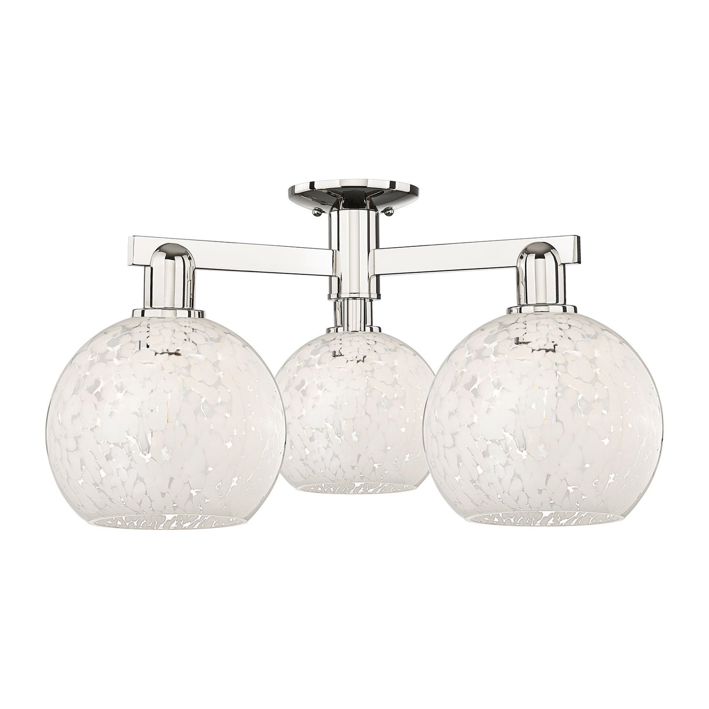 Innovations Lighting Arcadia 26in 3-Light Semi-Flush Mount | Industrial Polished Nickel and White Mouchette Glass | Entryway & | Model 716-3F-PN-G1216-8WM