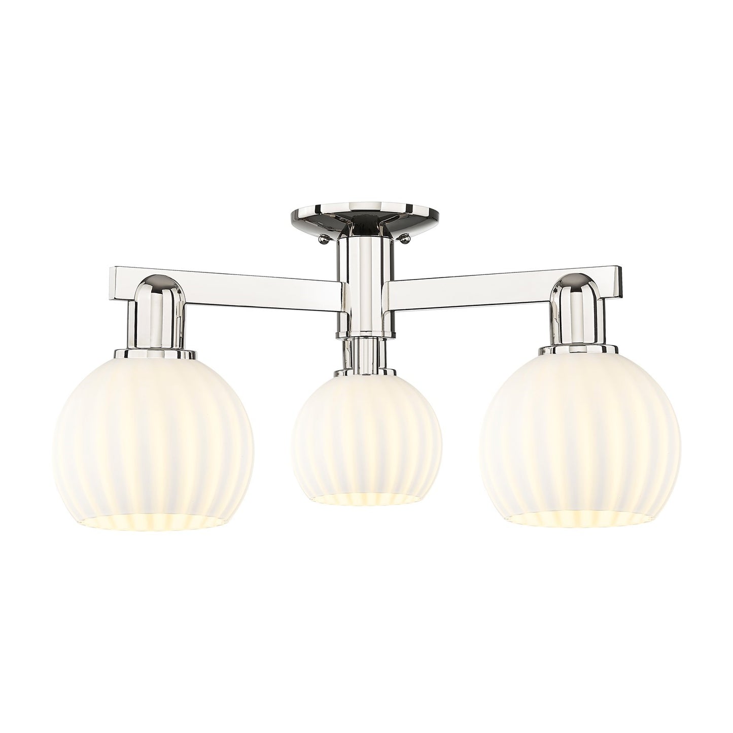 Innovations Lighting Arcadia 24in 3-Light Semi-Flush Mount | Industrial Polished Nickel and White Venetian Glass | Entryway & | Model 716-3F-PN-G1217-6WV