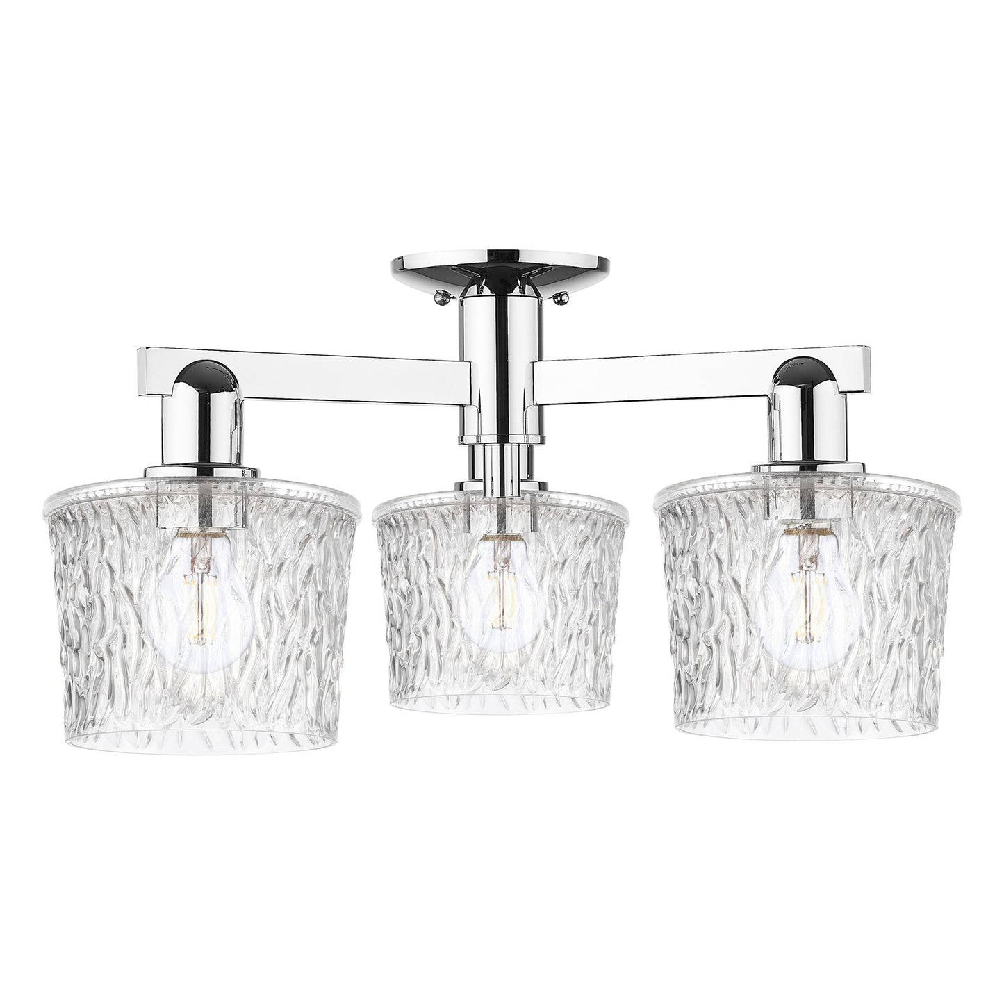 Innovations Niagara 24in 3-Light Semi-Flush Mount | Industrial Modern Polished Nickel and Clear Glass | Entryway & Hallway | 24 x | Model 716-3F-PN-G402