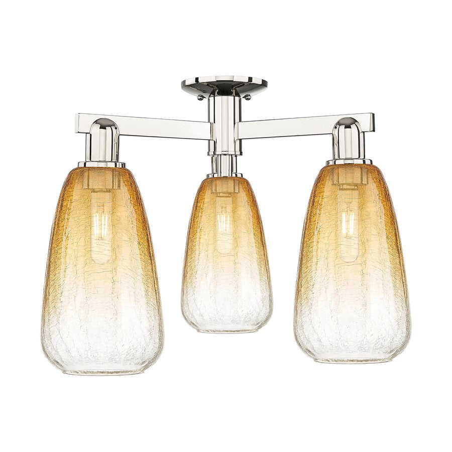 Innovations Brookhaven Almond 3Lt 24" Semi-Flush, PN/Amber - 716-3F-PN-G480-6AM