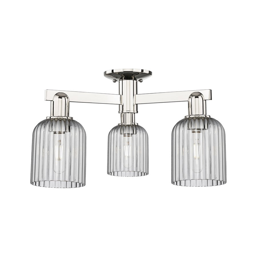 Innovations Bridal Veil 3Lt 23" Semi-Flush, PN/Smoke - 716-3F-PN-G559-5SM