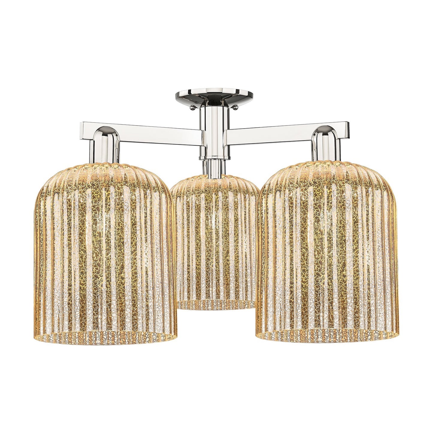 Innovations Bridal Veil 26in 3-Light Semi-Flush Mount | Industrial Polished Nickel and Mercury Ribbed Glass | Entryway & | Model 716-3F-PN-G559-8ME