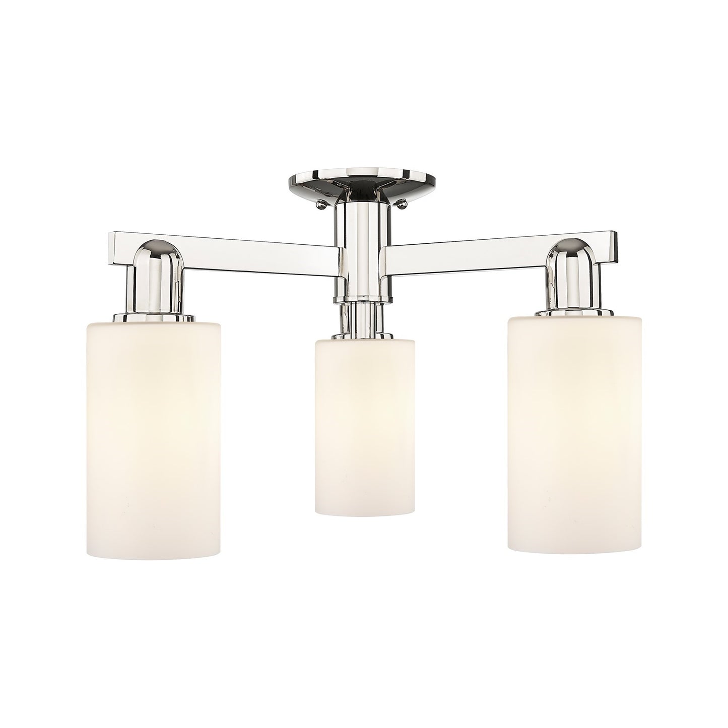 Innovations Clymer 21in 3-Light Semi-Flush Mount | Industrial Polished Nickel Steel and Matte White Glass | Damp-Rated Entryway & | Model 716-3F-PN-G801