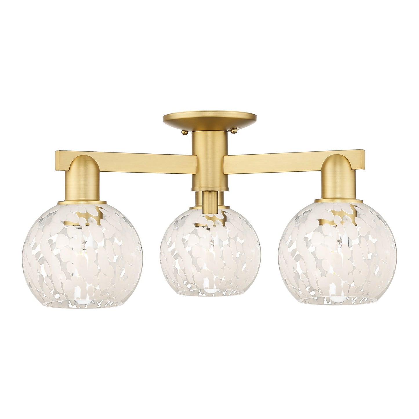 Innovations Lighting Arcadia 24in 3-Light Semi-Flush Mount | Industrial Satin Gold Steel and White Mouchette Glass | Kitchen & | Model 716-3F-SG-G1216-6WM