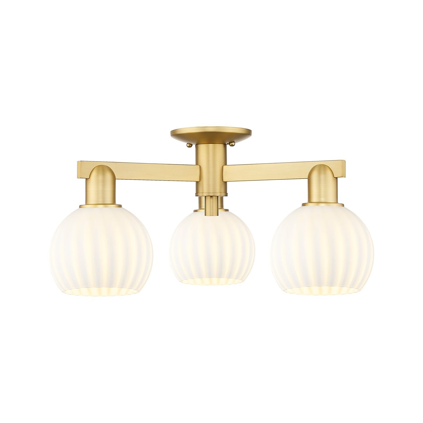 Innovations Lighting Arcadia 24in 3-Light Semi-Flush Mount | Industrial Satin Gold Steel and White Venetian Glass | Entryway & | Model 716-3F-SG-G1217-6WV