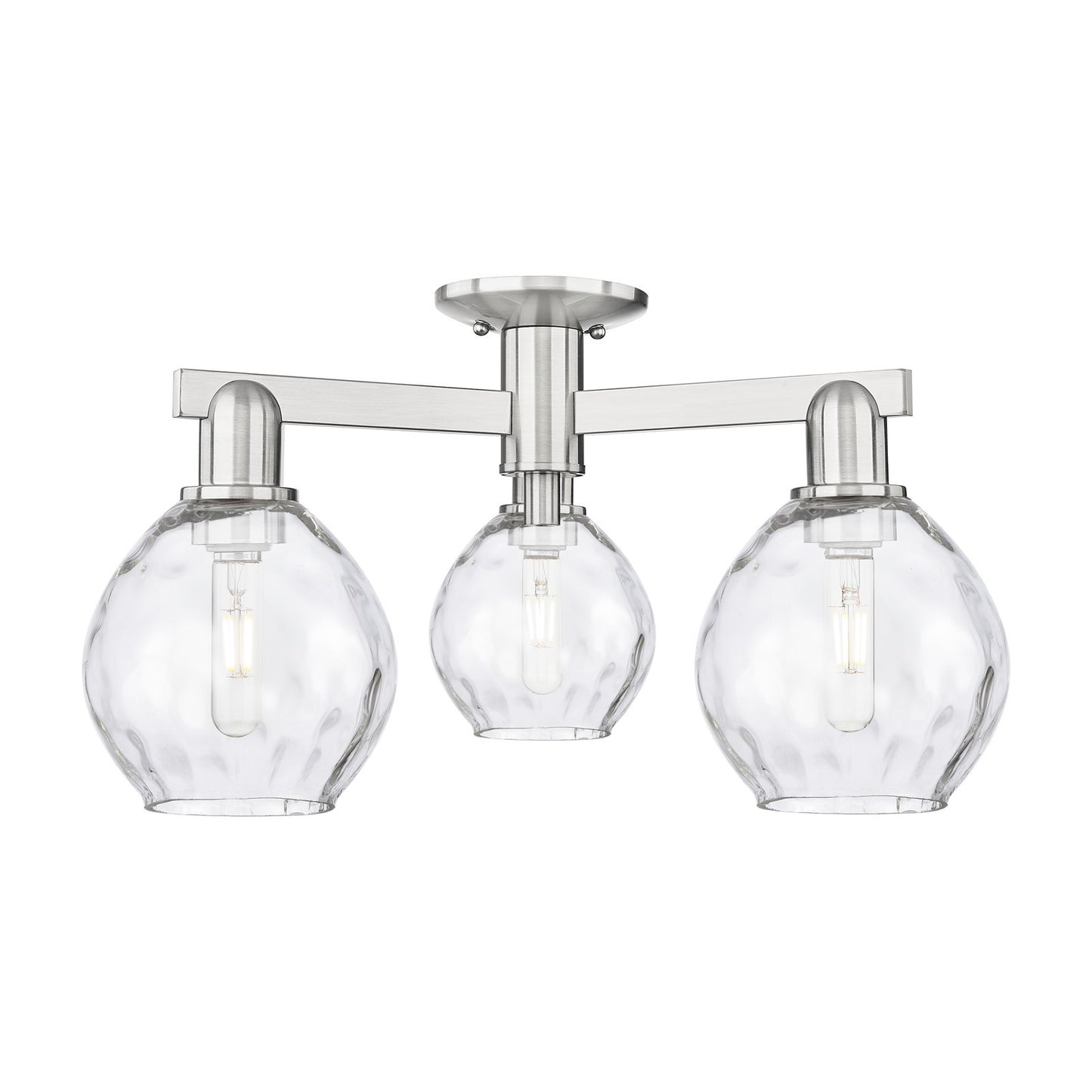 Innovations Waverly 24in 3-Light Semi-Flush Mount | Industrial Brushed Satin Nickel and Clear Glass | Living Room & Hallway | 23.5 | Model 716-3F-SN-G362
