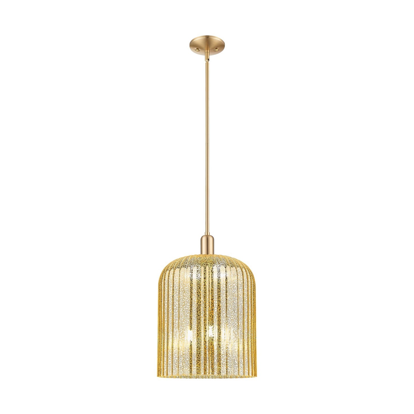 Innovations Bridal Veil 12in 1-Light Mini Pendant | Industrial Champagne Bronze Steel and Mercury Ribbed Glass | Kitchen | Model 716-3S-CB-G559-12ME