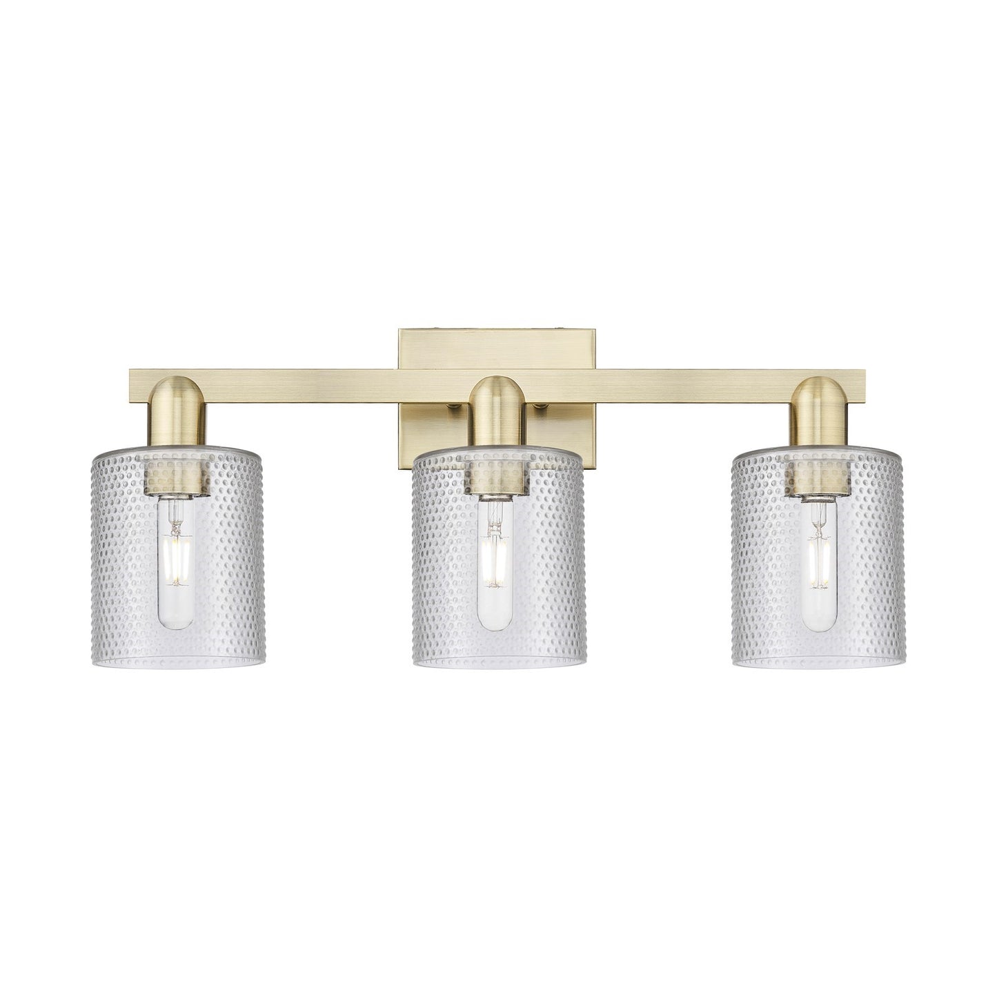 Innovations Cobbleskill 24in 3-Light Bath Vanity Light | Industrial Antique Brass and Clear Glass | Bathroom Vanity | 24 x 10.75 x | Model 716-3W-AB-G112