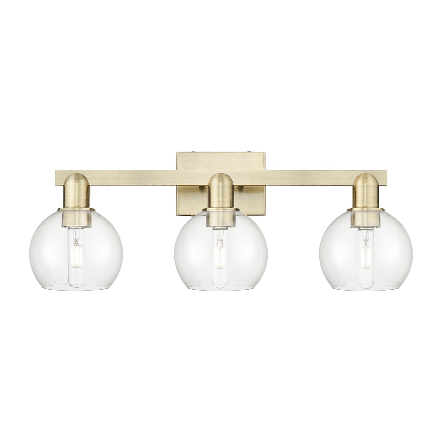 Innovations Athens 25in 3-Light Bath Vanity Light | Industrial Antique Brass and Clear Glass | Bathroom Vanity & Powder Room | Model 716-3W-AB-G122-6