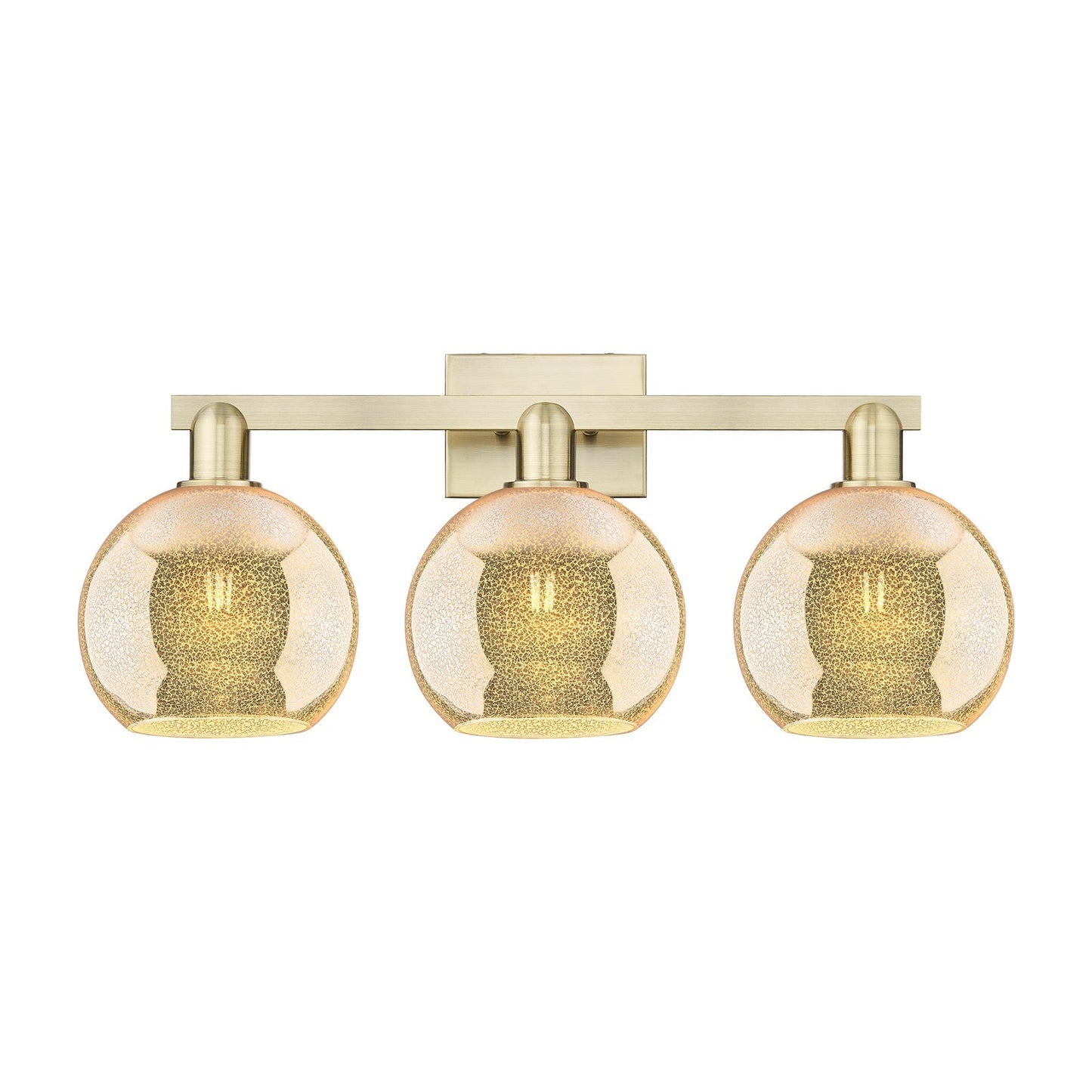 Innovations Athens 27in 3-Light Bath Vanity Light | Industrial Antique Brass Steel and Mercury Glass | Bathroom Vanity | 27 x | Model 716-3W-AB-G128-8
