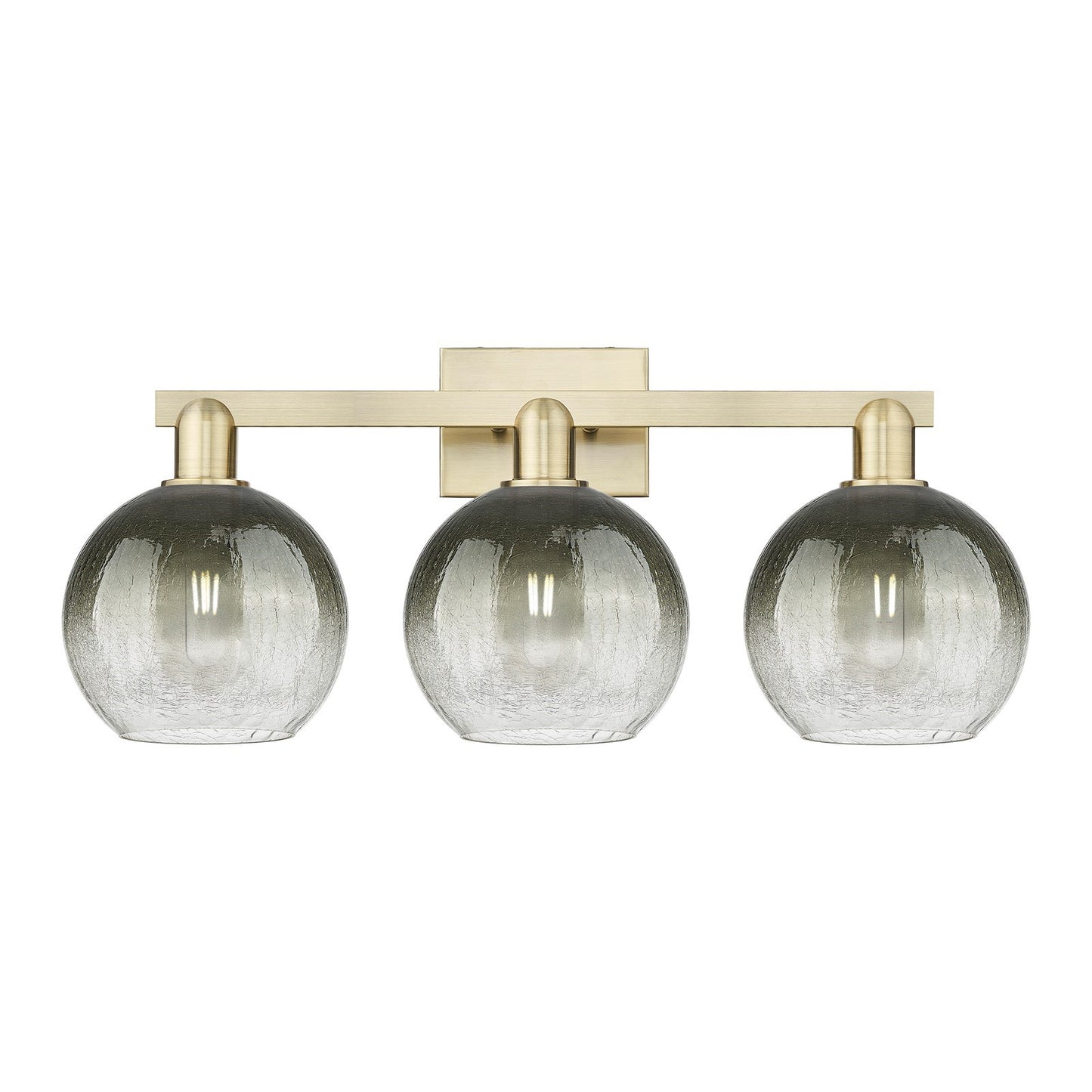 Innovations Brookhaven Globe 27in 3-Light Bath Vanity Light | Industrial Antique Brass and Slate Glass | Damp Rated Bathroom | Model 716-3W-AB-G483-8SL