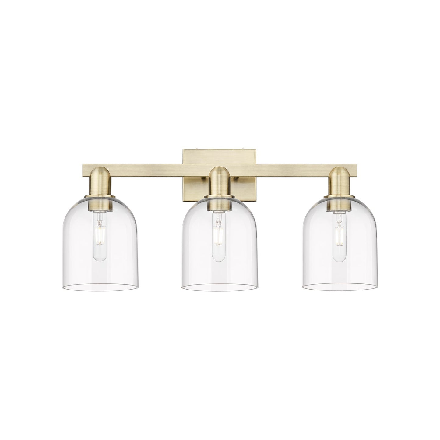 Innovations Bella 25in 3-Light Bath Vanity Light | Industrial Antique Brass and Clear Glass | Bathroom Vanity | 24.5 x 11.25 x | Model 716-3W-AB-G558-6CL