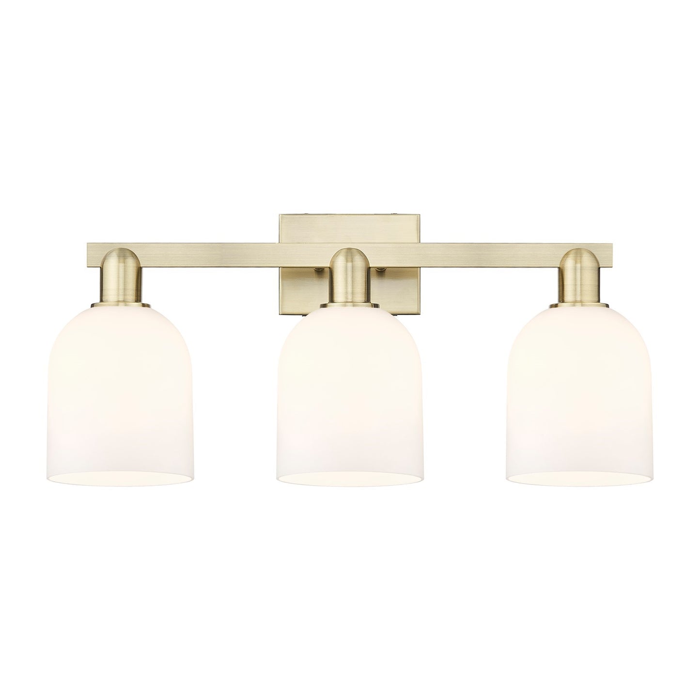 Innovations Bella 25in 3-Light Bath Vanity Light | Industrial Antique Brass and White Glass | Bathroom Vanity | 24.5 x 11.25 x | Model 716-3W-AB-G558-6GWH
