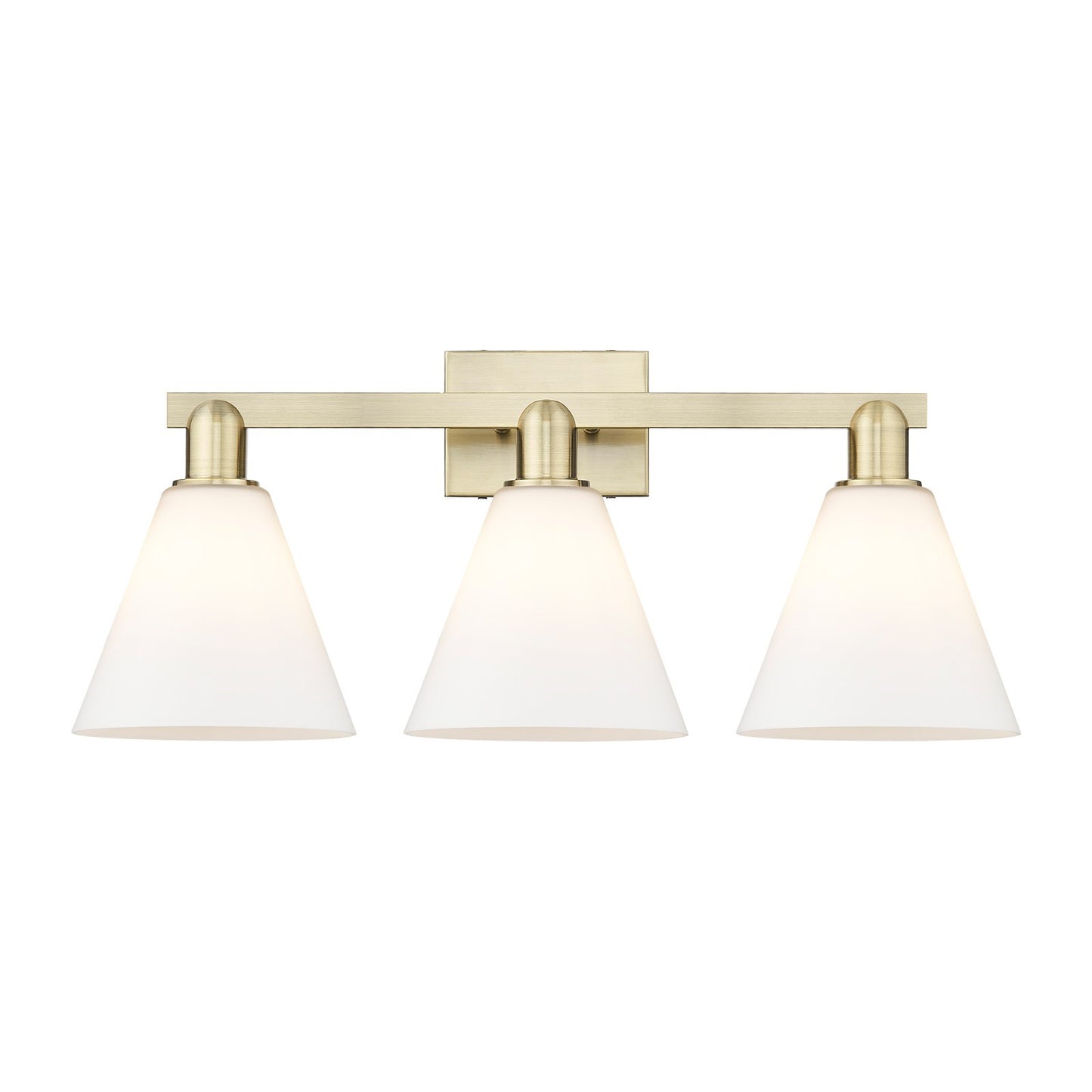 Innovations Berkshire Glass 26in 3-Light Bath Vanity Light | Industrial Antique Brass and Matte White Glass | Bathroom Vanity | Model 716-3W-AB-GBC-81