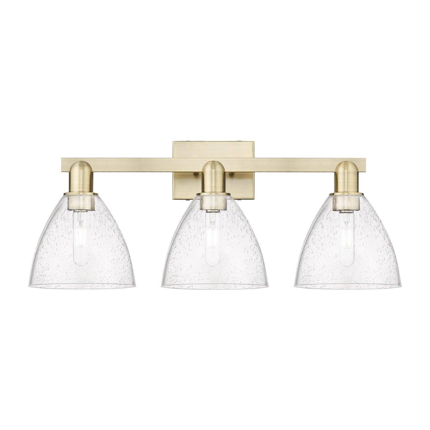 Innovations Bristol 27in 3-Light Bath Vanity Light | Industrial Antique Brass and Seedy Glass | Bathroom Vanity | 26.5 x 11.25 x | Model 716-3W-AB-GBD-754