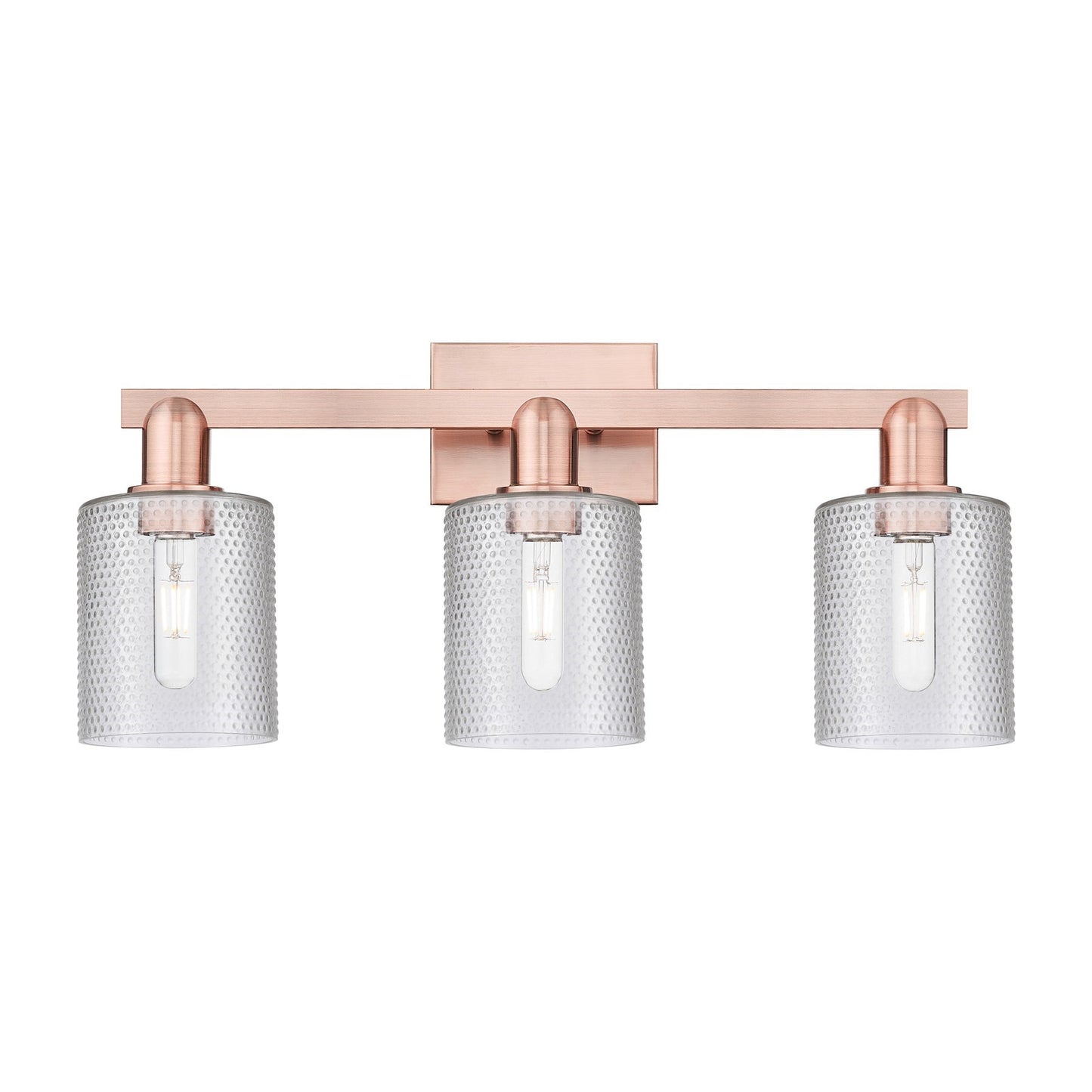 Innovations Cobbleskill 24in 3-Light Bath Vanity Light | Industrial Antique Copper Steel and Clear Glass | Bathroom Vanity & Powder | Model 716-3W-AC-G112