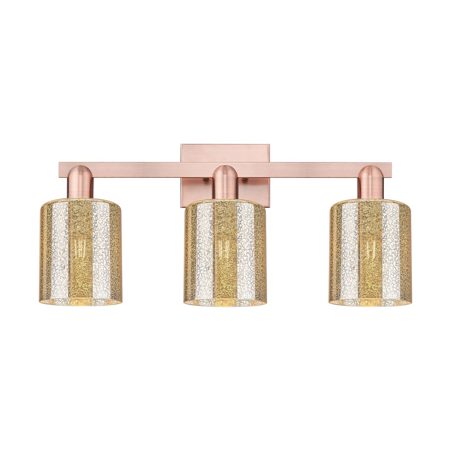 Innovations Cobbleskill 24in 3-Light Bath Vanity Light | Industrial Antique Copper Steel and Mercury Glass | Bathroom Vanity | 24 x | Model 716-3W-AC-G116