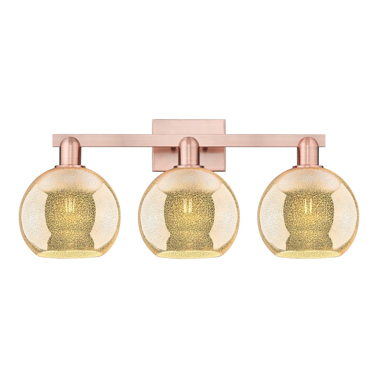 Innovations Athens 27in 3-Light Bath Vanity Light | Industrial Antique Copper Steel and Mercury Glass | Bathroom Vanity & Powder | Model 716-3W-AC-G128-8