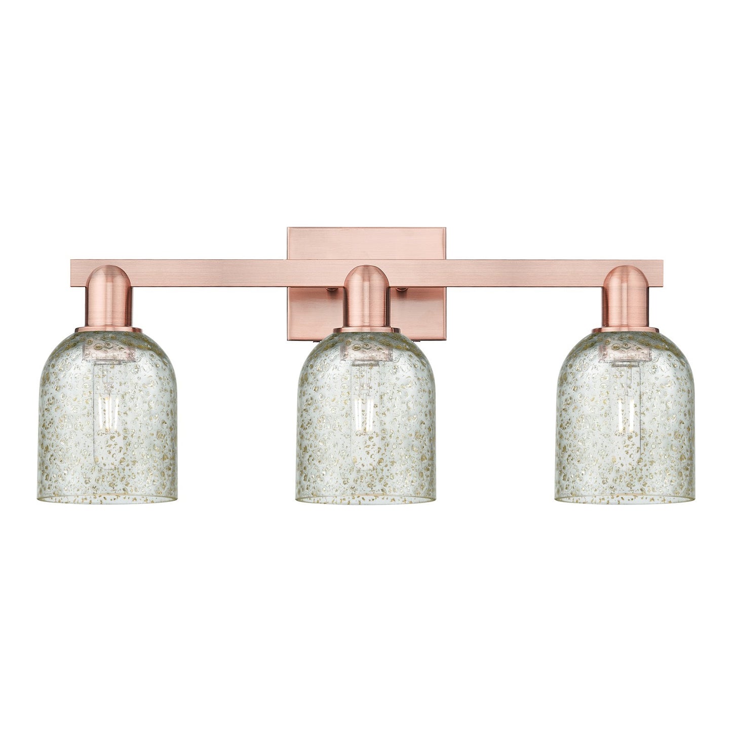Innovations Caledonia 24in 3-Light Bath Vanity Light | Industrial Antique Copper Steel and Mica Glass | Bathroom Vanity & Powder | Model 716-3W-AC-G259