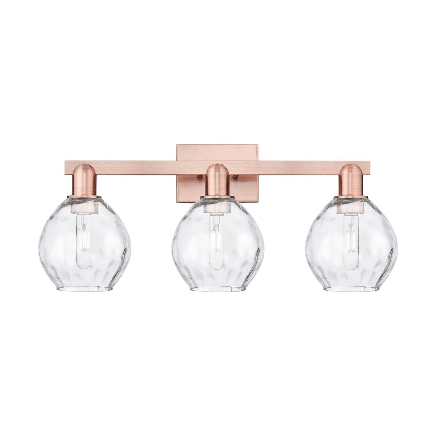 Innovations Waverly 25in 3-Light Bath Vanity Light | Industrial Antique Copper Steel and Clear Glass | Bathroom Vanity | 25 x 7.5 x | Model 716-3W-AC-G362