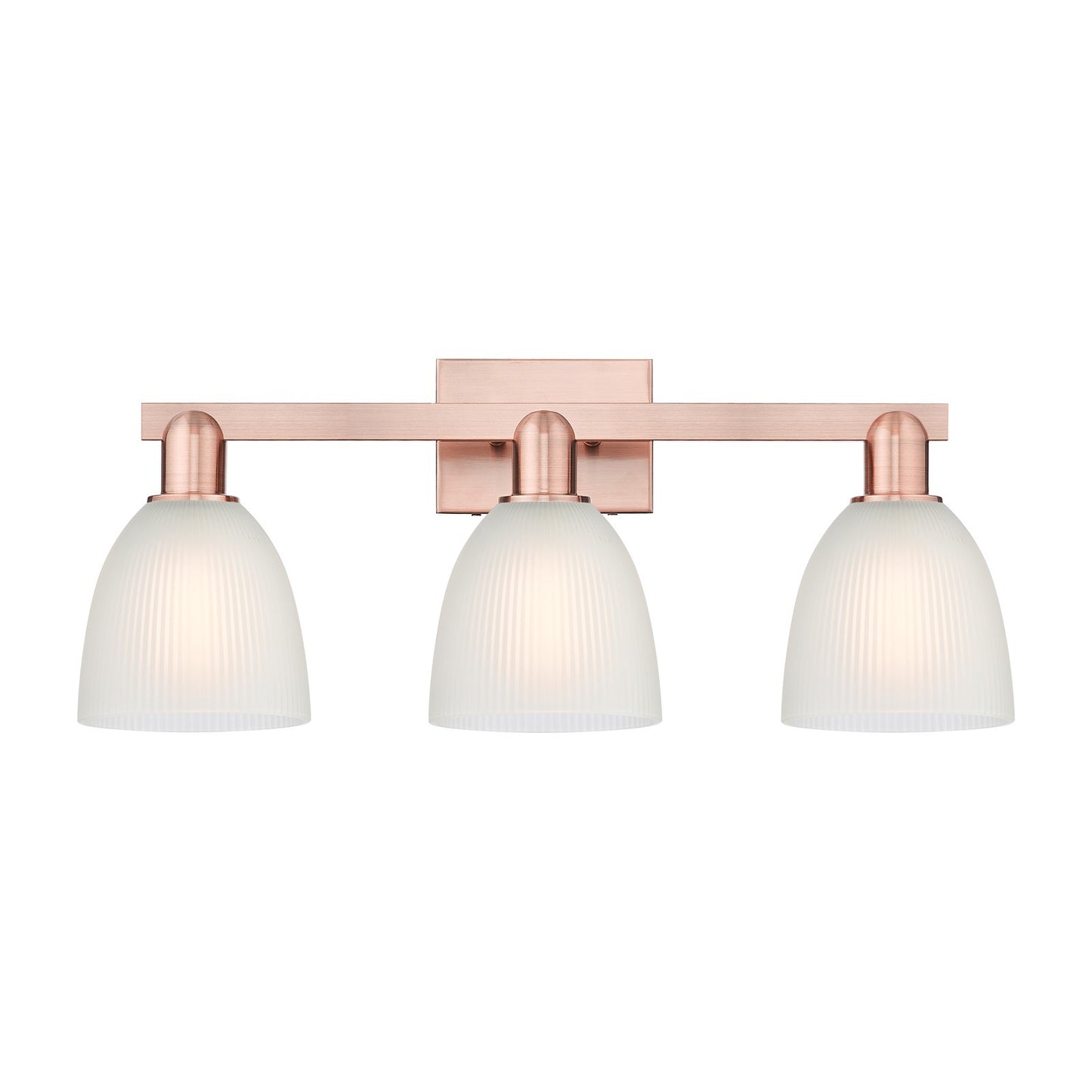 Innovations Castile 25in 3-Light Bath Vanity Light | Industrial Antique Copper Steel and White Glass | Entryway & Bathroom Vanity | Model 716-3W-AC-G381
