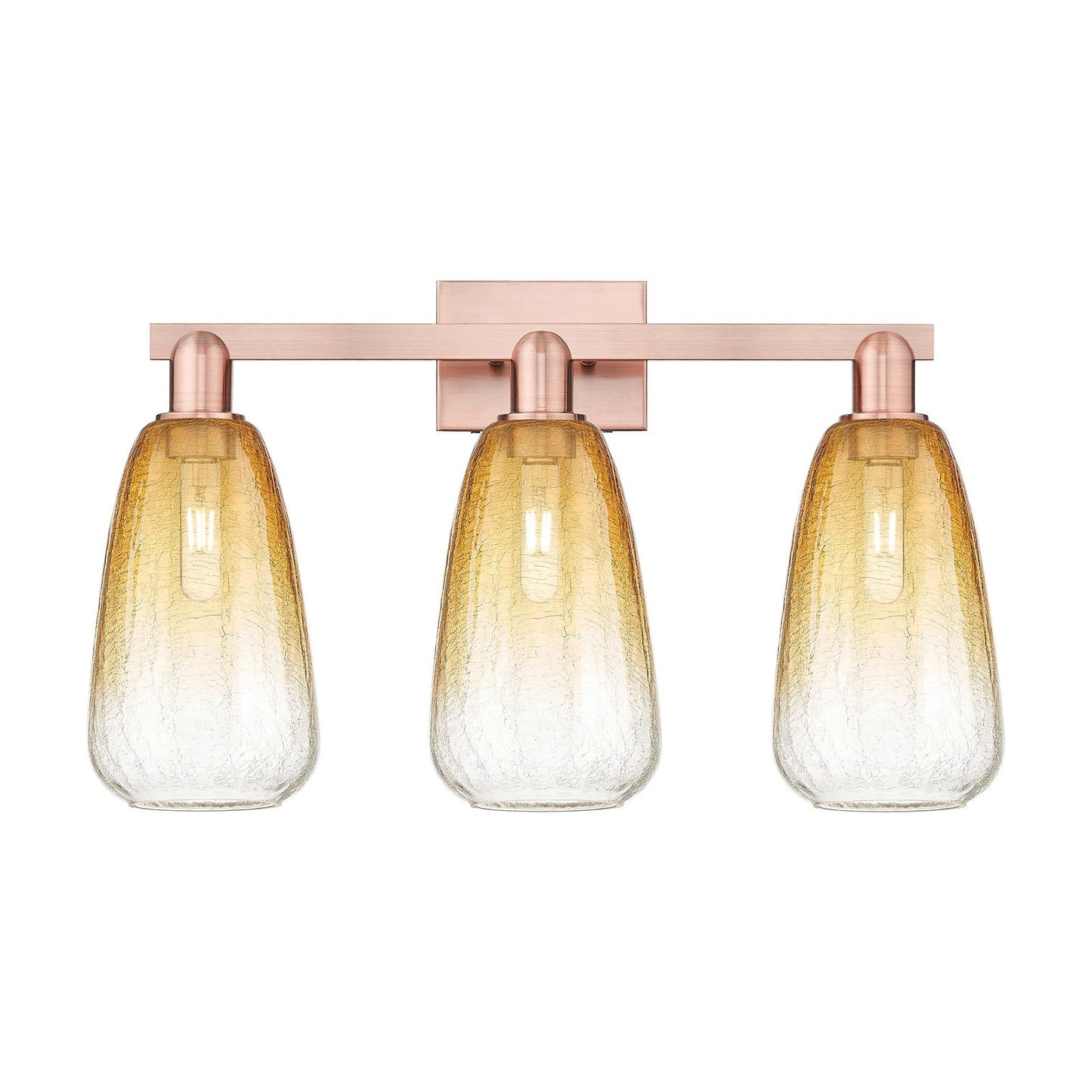 Innovations Brookhaven Almond 25in 3-Light Bath Vanity Light | Industrial Antique Copper and Amber Glass | Bathroom Vanity | 25 | Model 716-3W-AC-G480-6AM
