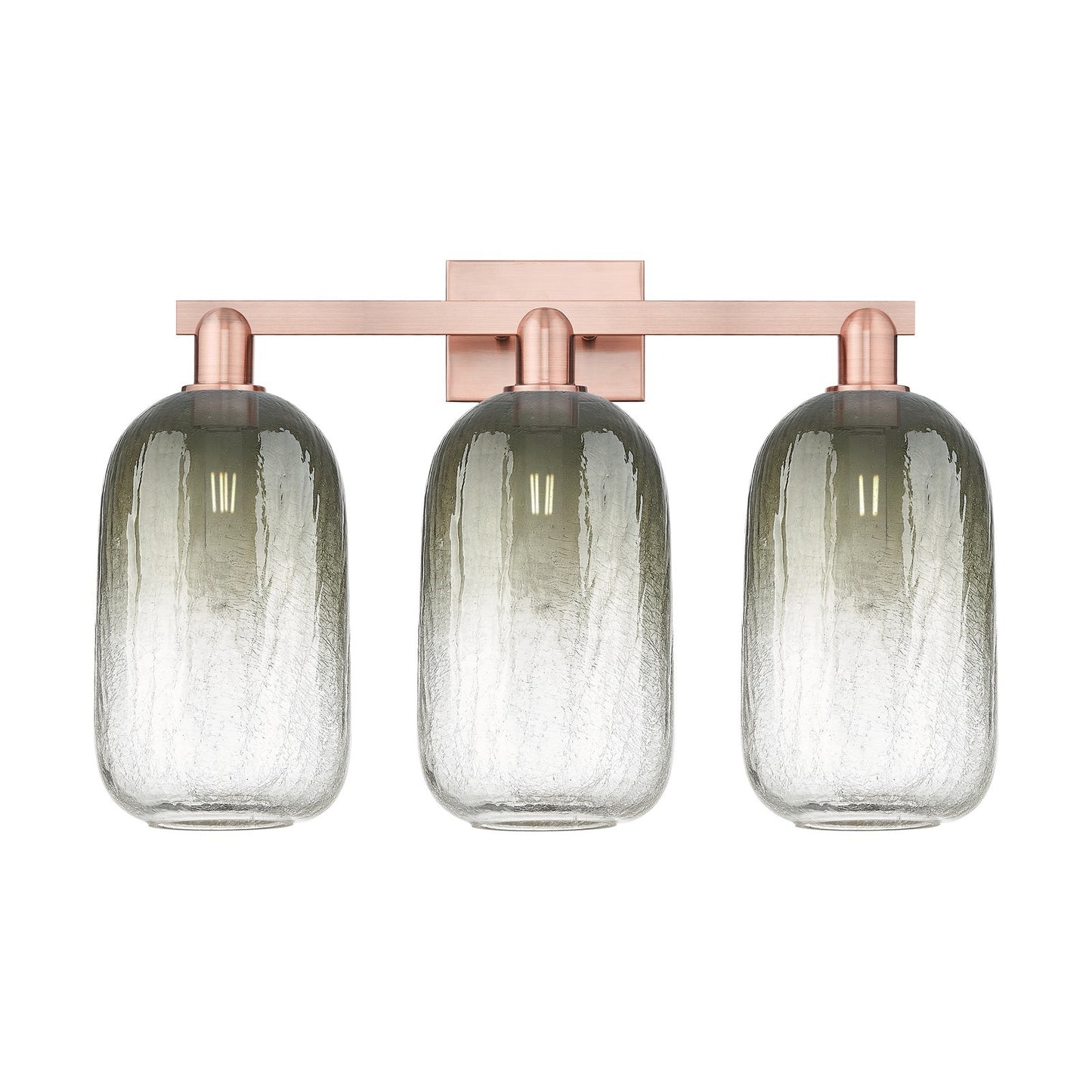 Innovations Brookhaven Cloche 26in 3-Light Bath Vanity Light | Industrial Antique Copper Steel and Slate Glass | Bathroom | Model 716-3W-AC-G482-7SL