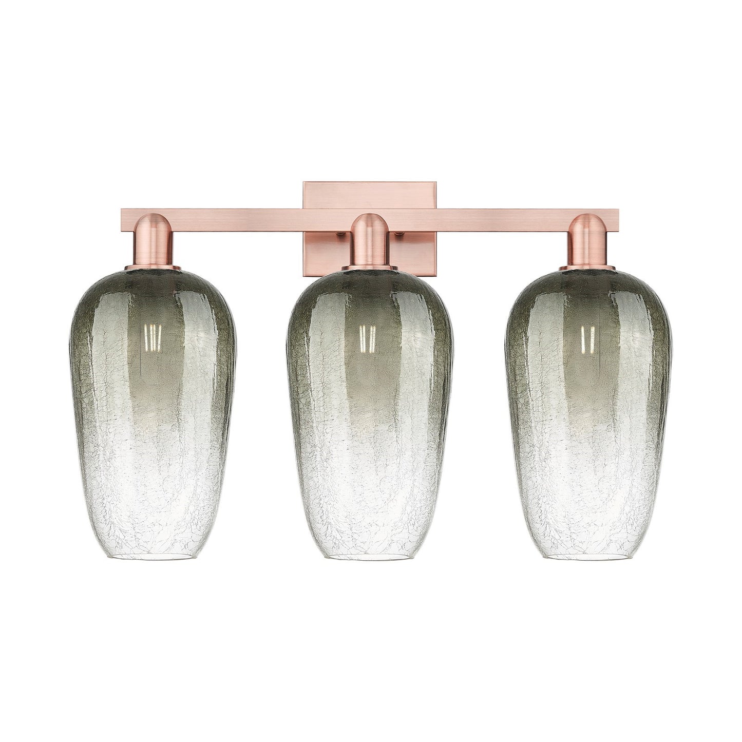 Innovations Brookhaven Flute 26in 3-Light Bath Vanity Light | Industrial Antique Copper Steel and Slate Glass | Bathroom Vanity | Model 716-3W-AC-G484-7SL