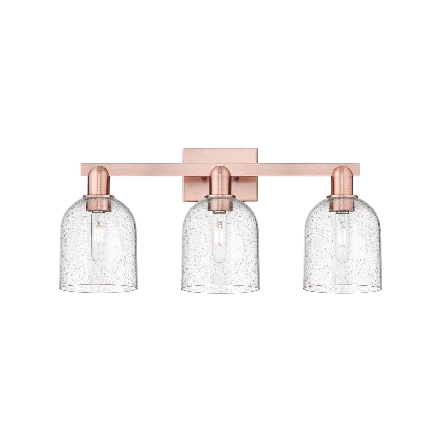 Innovations Bella 25in 3-Light Bath Vanity | Industrial Antique Copper Steel and Seedy Glass | Bathroom Vanity Light | 24.5 x | Model 716-3W-AC-G558-6SDY