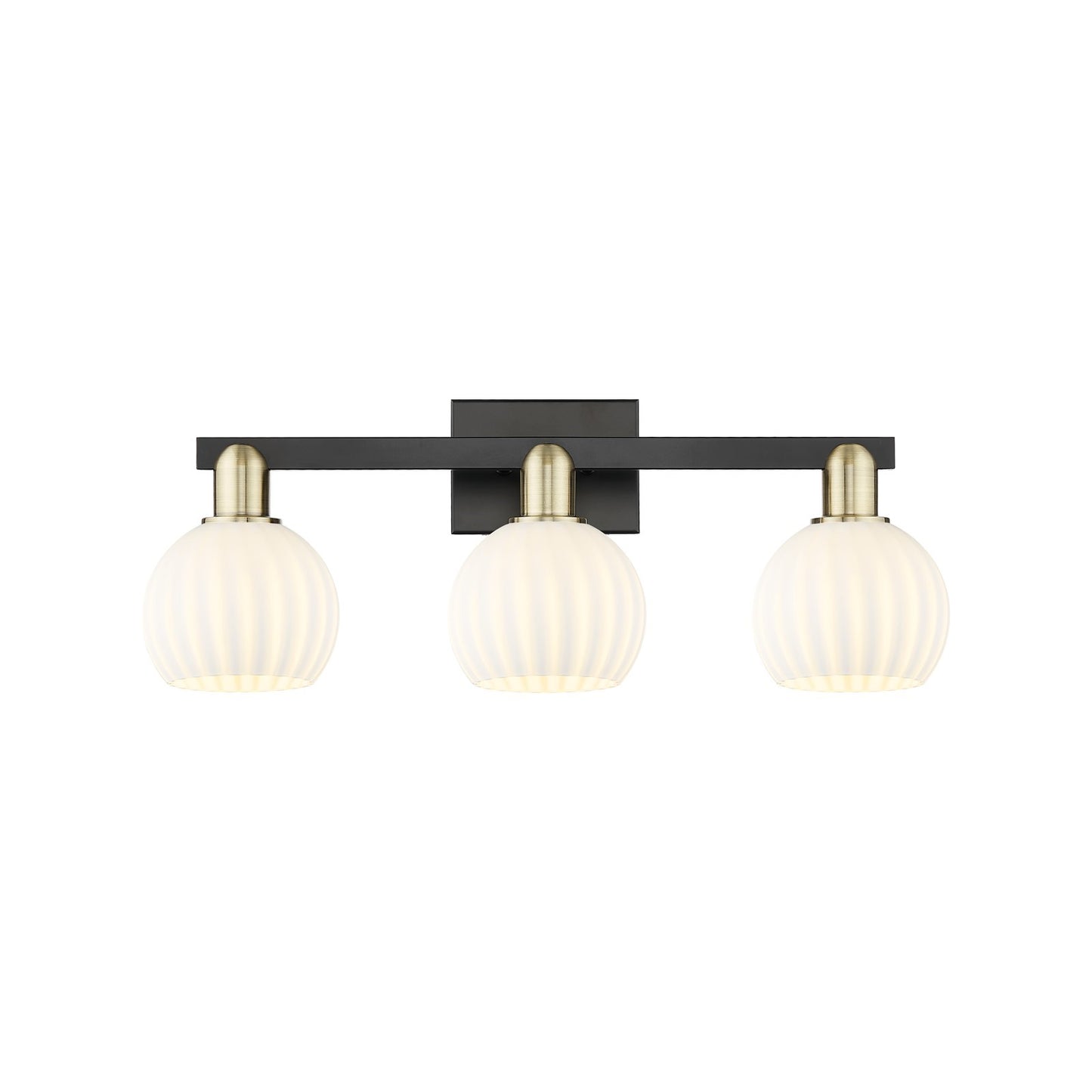 Innovations Lighting Arcadia 25in 3-Light Bath Vanity Light | Industrial Black Antique Brass and White Venetian Glass | Model 716-3W-BAB-G1217-6WV