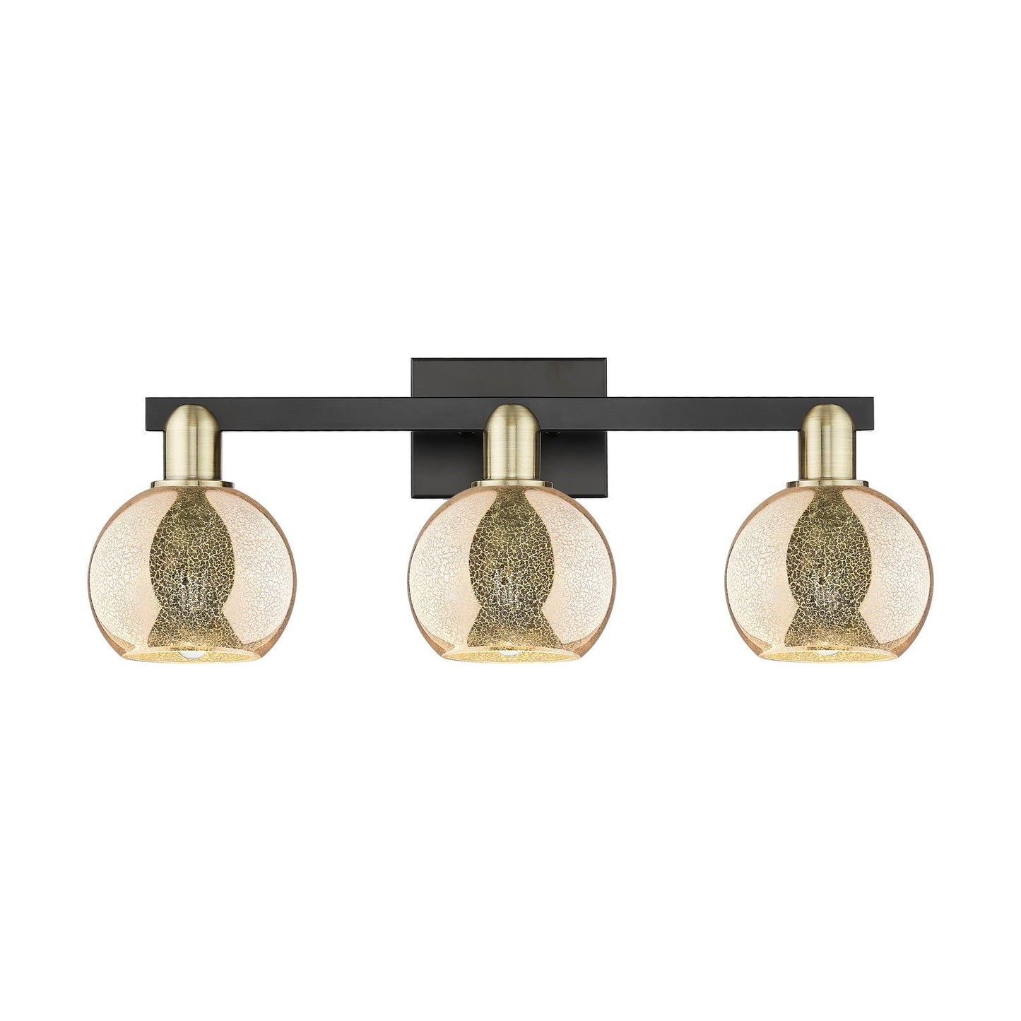 Innovations Athens 24in 3-Light Bath Vanity Light | Industrial Black Antique Brass and Mercury Glass | Bathroom Vanity | 23.88 x | Model 716-3W-BAB-G128-6