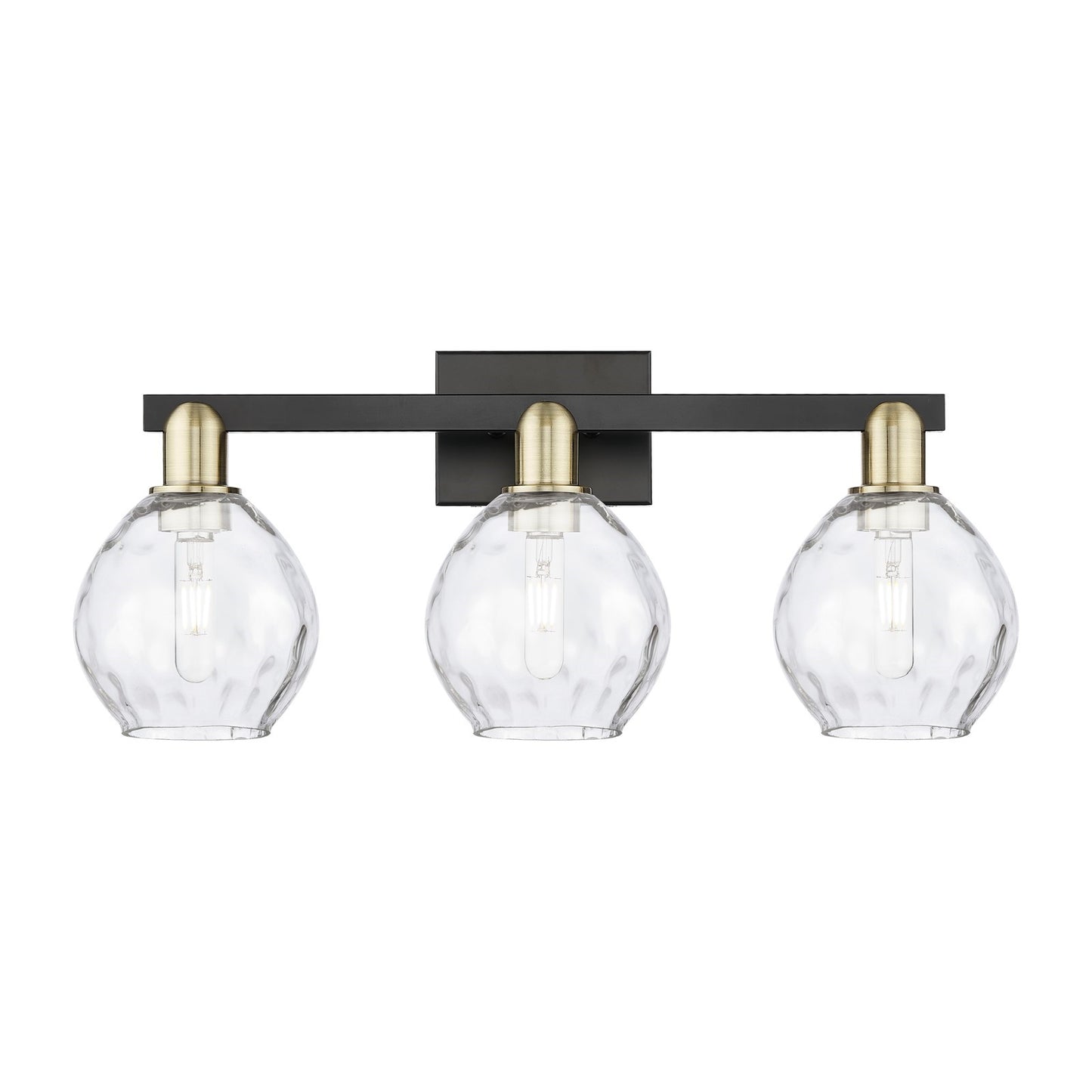 Innovations Waverly 25in 3-Light Bath Vanity Light | Industrial Black Antique Brass and Clear Glass | Bathroom Vanity | 25 x 10.25 | Model 716-3W-BAB-G362