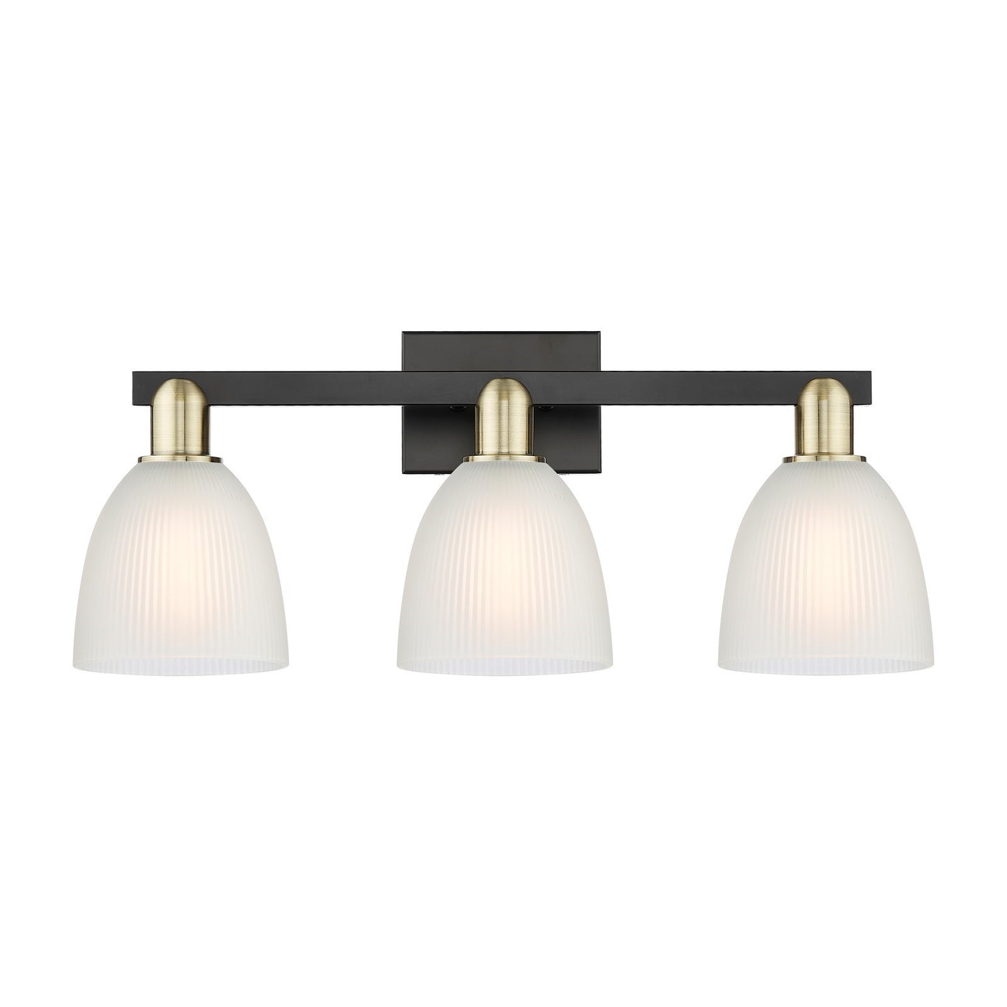 Innovations Castile 25in 3-Light Bath Vanity Light | Industrial Black Antique Brass and White Glass | Bathroom Vanity | 25 x 10.75 | Model 716-3W-BAB-G381