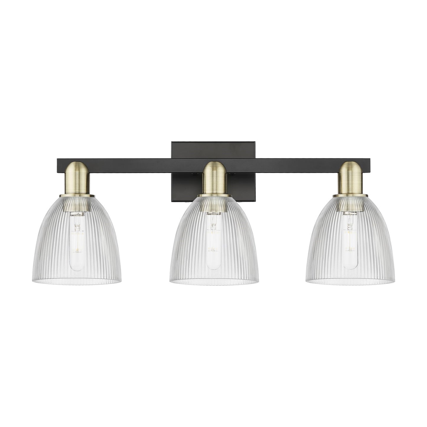 Innovations Castile 25in 3-Light Bath Vanity Light | Industrial Black Antique Brass and Clear Glass | Bathroom Vanity | 25 x 10.75 | Model 716-3W-BAB-G382