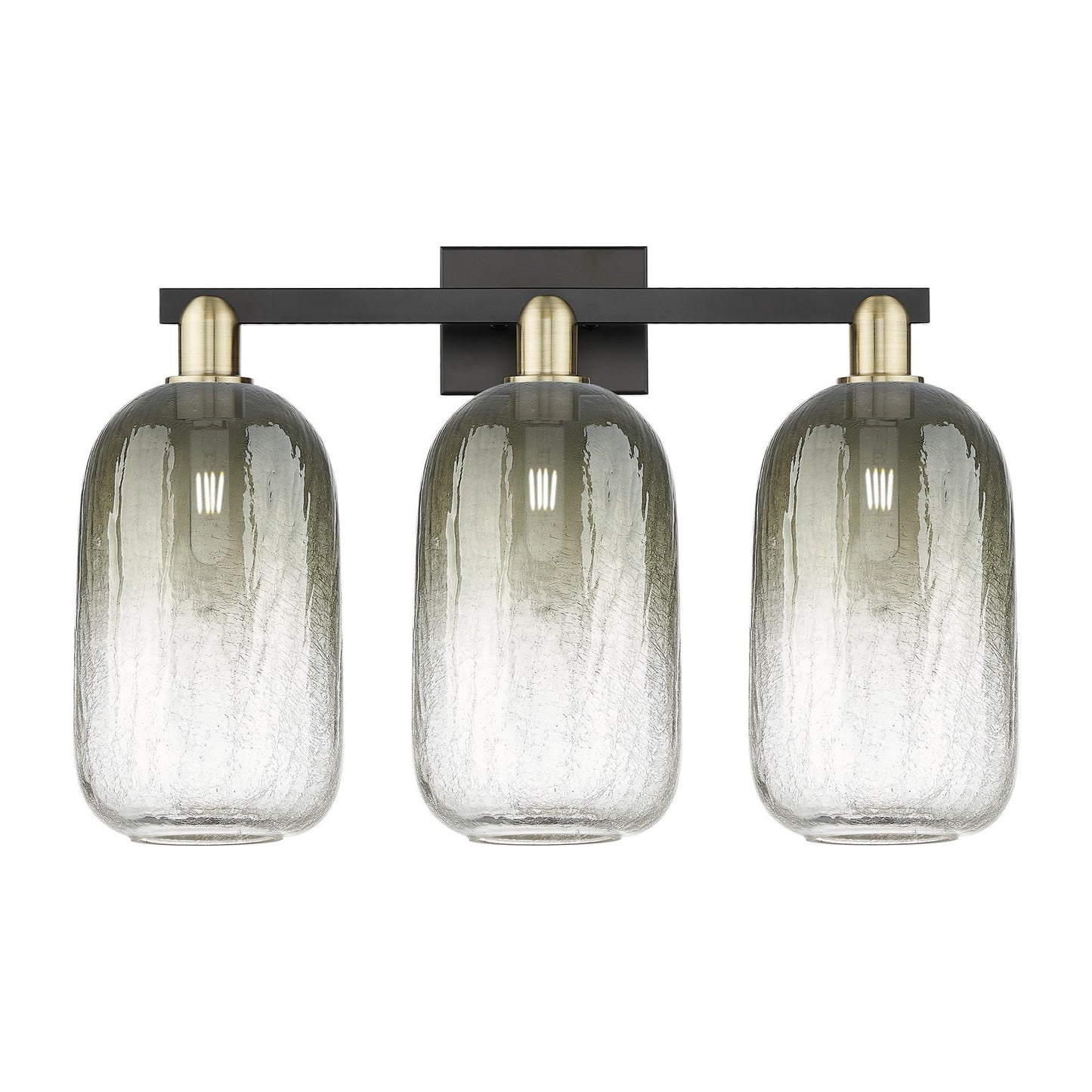 Innovations Brookhaven Cloche 26in 3-Light Bath Vanity Light | Industrial Black Antique Brass and Slate Glass | Bathroom | Model 716-3W-BAB-G482-7SL