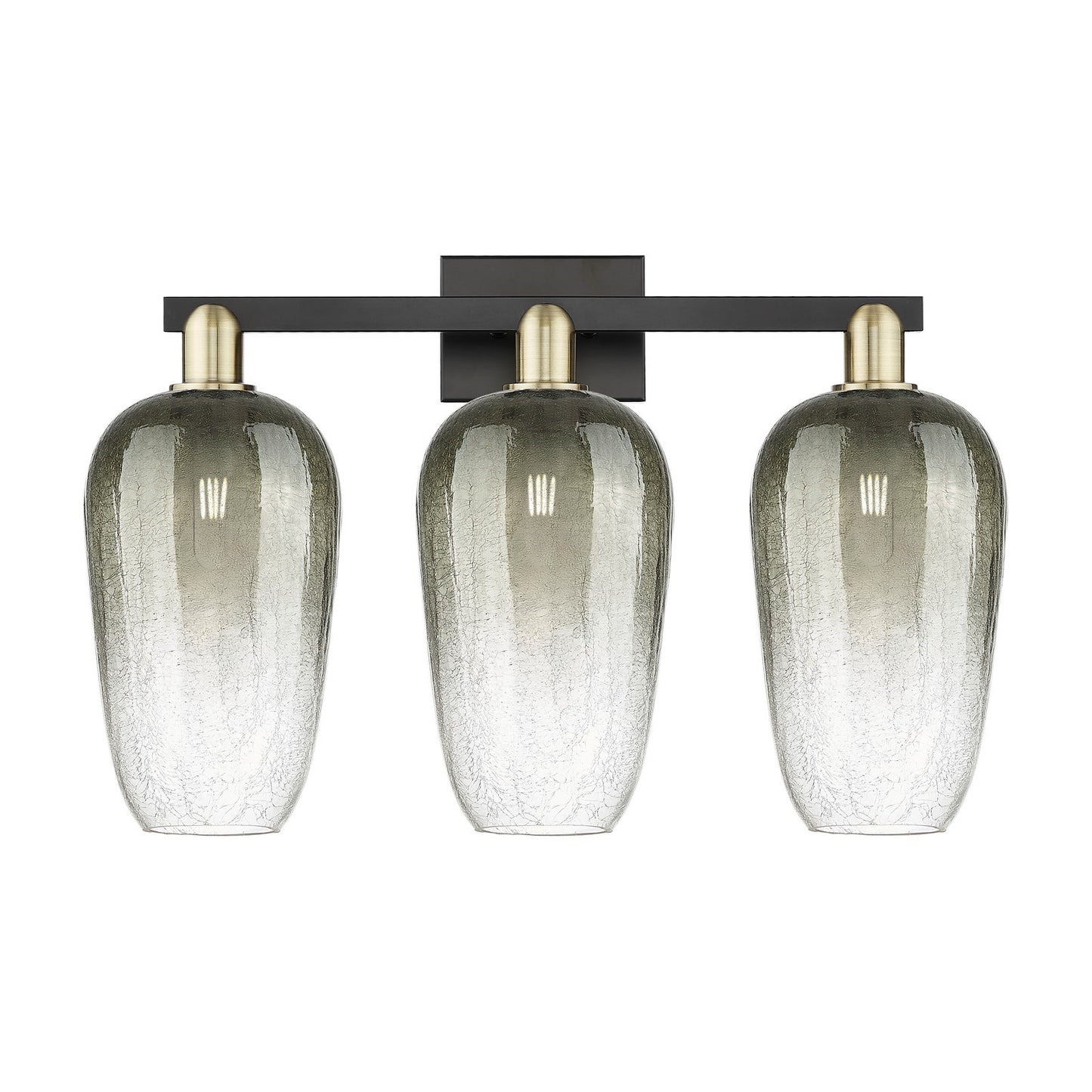 Innovations Brookhaven Flute 26in 3-Light Bath Vanity Light | Industrial Black Antique Brass and Slate Glass | Damp-Rated | Model 716-3W-BAB-G484-7SL