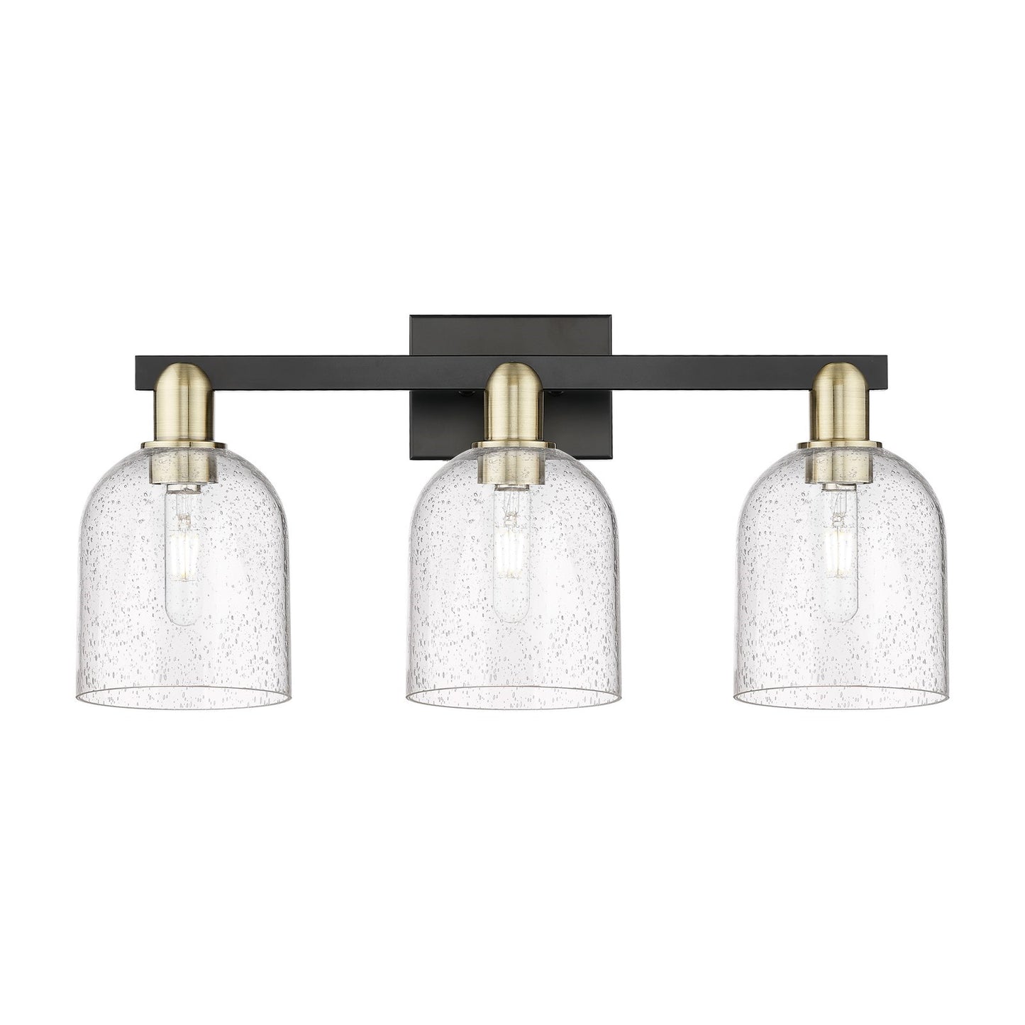 Innovations Bella 25in 3-Light Bath Vanity Light | Industrial Black Antique Brass and Seedy Glass | Bathroom Vanity | 24.5 x | Model 716-3W-BAB-G558-6SDY