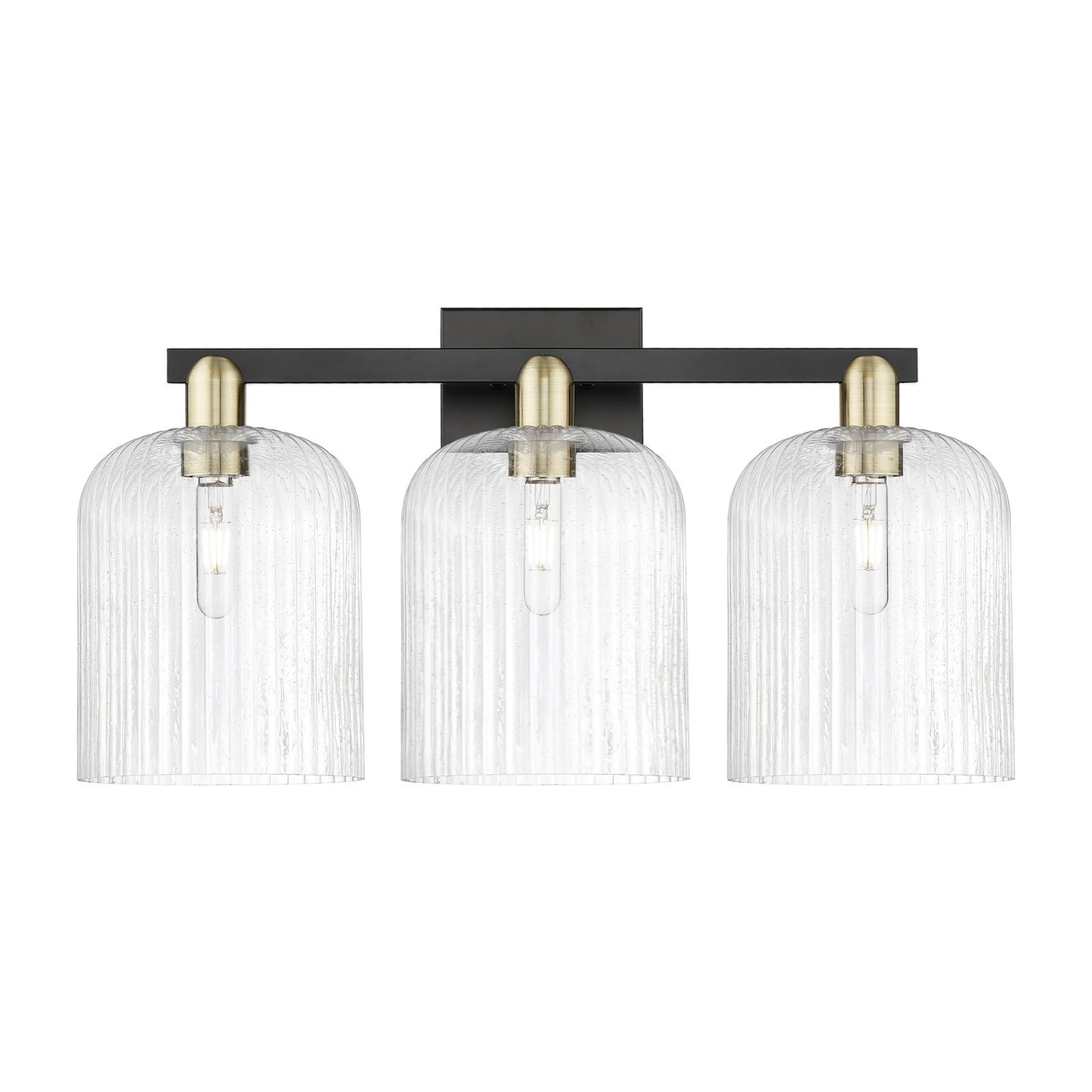 Innovations Bridal Veil 27in 3-Light Bath Vanity Light | Industrial Black Antique Brass and Seedy Glass | Bathroom Vanity | Model 716-3W-BAB-G559-8SDY