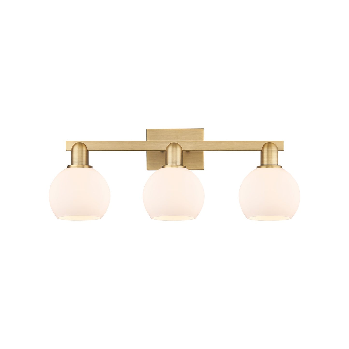Innovations Athens 25in 3-Light Bath Vanity Light | Industrial Brushed Brass Steel and Matte White Glass | Bathroom Vanity | Model 716-3W-BB-G121-6