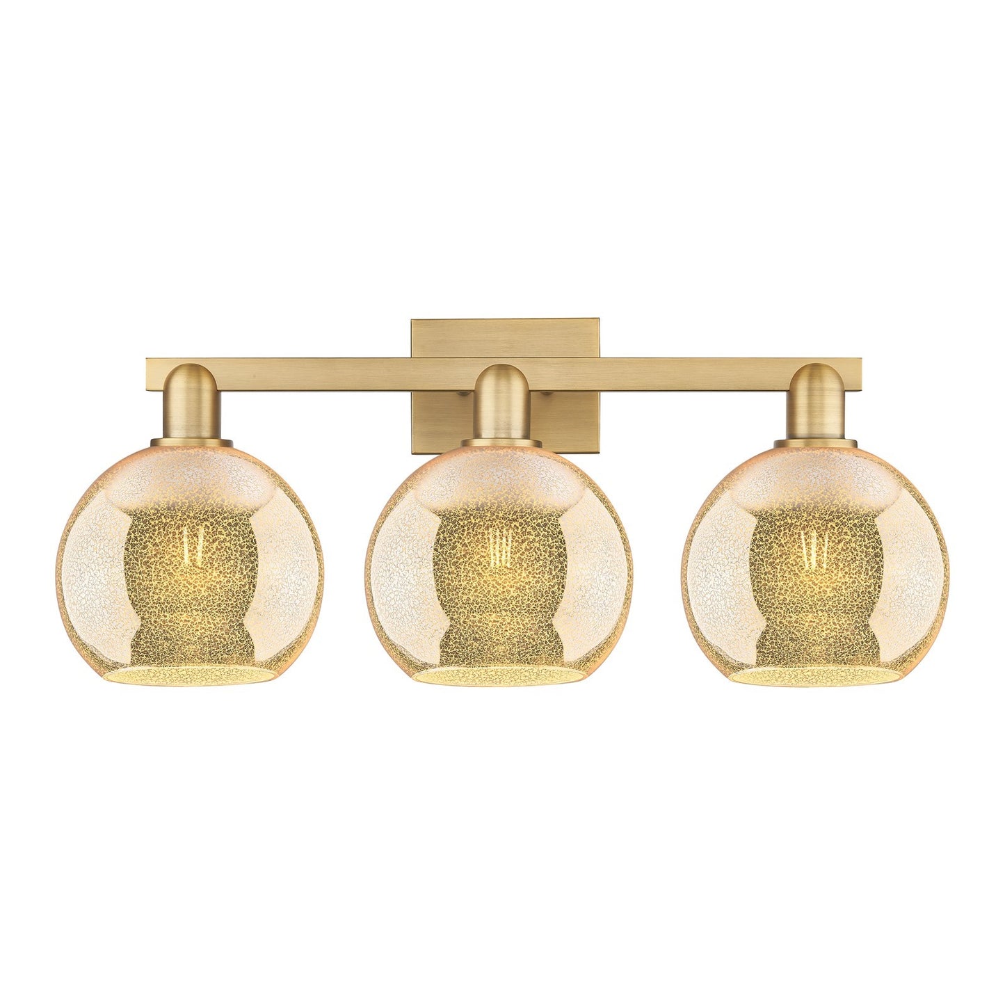 Innovations Athens 27in 3-Light Bath Vanity Light | Industrial Brushed Brass and Mercury Glass | Bathroom Vanity | 27 x 11.75 x | Model 716-3W-BB-G128-8
