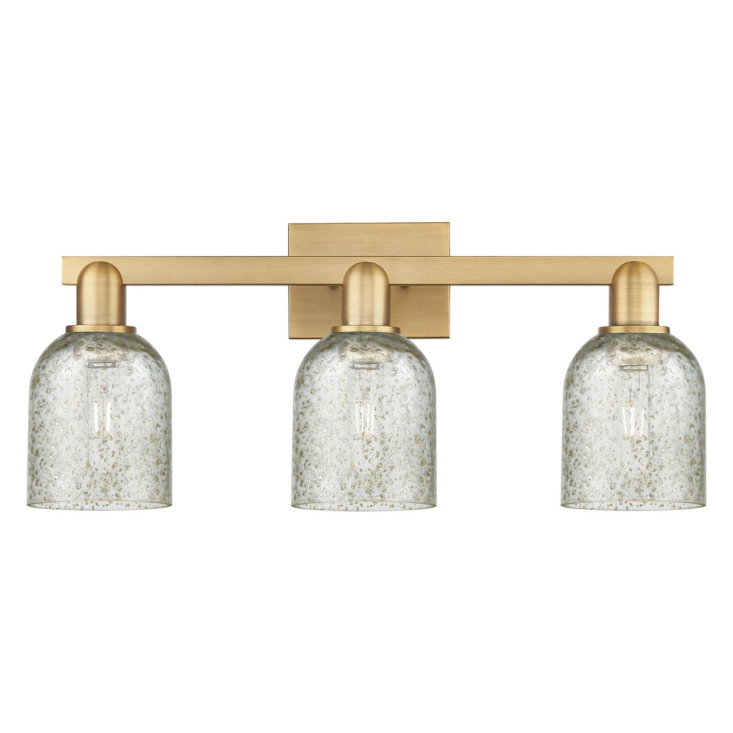 Innovations Caledonia 24in 3-Light Bath Vanity Light | Industrial Brushed Brass and Mica Glass | Bathroom Vanity | 24 x 10.75 x 7 in | Model 716-3W-BB-G259