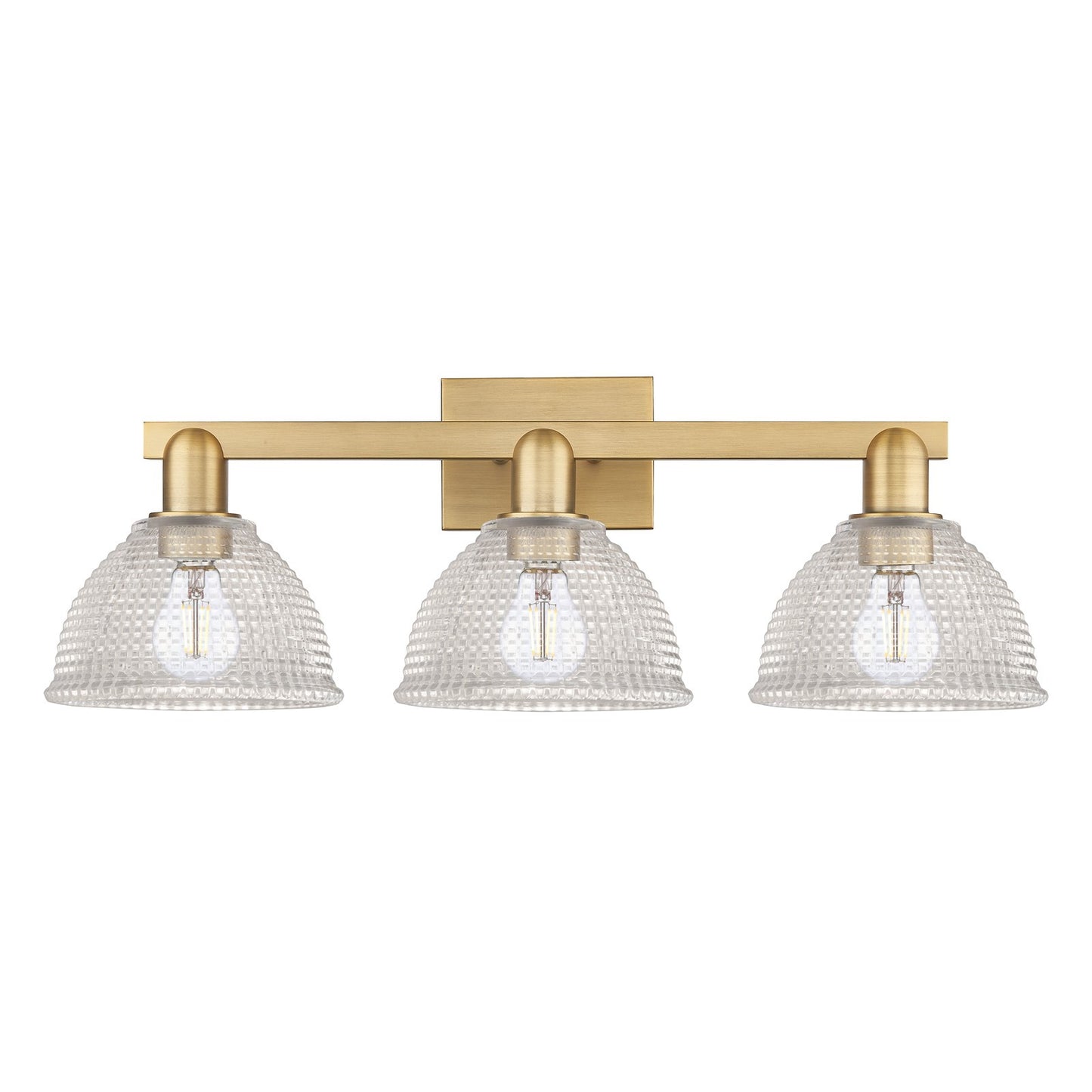 Innovations Arietta 27in 3-Light Bath Vanity Light | Industrial Brushed Brass Steel and Clear Glass | Bathroom Vanity | 27 x 9.75 x | Model 716-3W-BB-G422