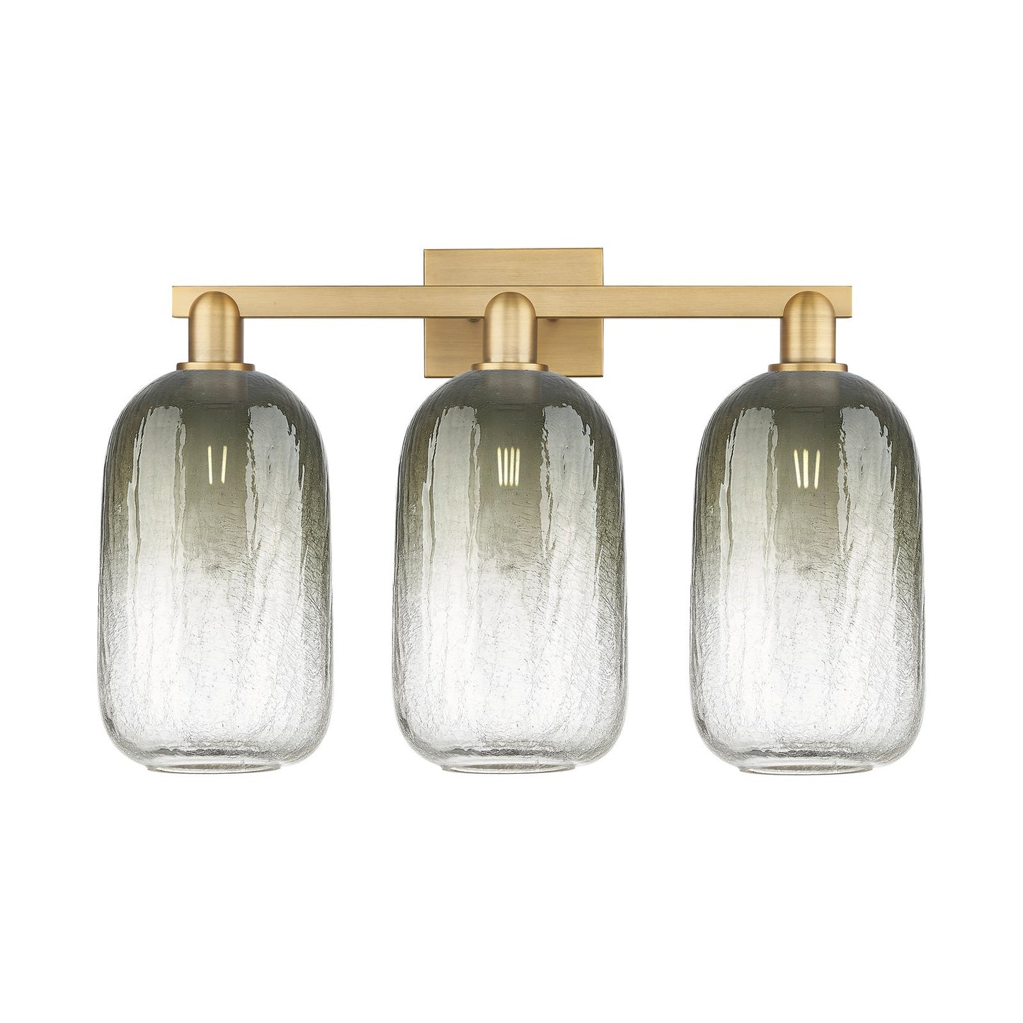 Innovations Brookhaven Cloche 26in 3-Light Bath Vanity | Industrial Brushed Brass Steel and Slate Glass | Bathroom Vanity | 26 | Model 716-3W-BB-G482-7SL