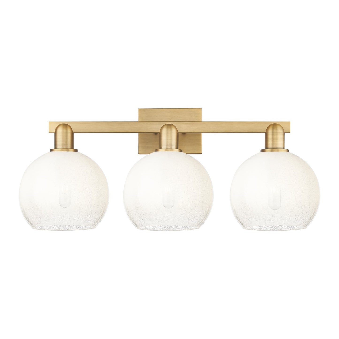 Innovations Brookhaven Globe 27in 3-Light Bath Vanity | Industrial Brushed Brass and Opal Glass | Bathroom Vanity | 27 x 12.75 | Model 716-3W-BB-G483-8OP