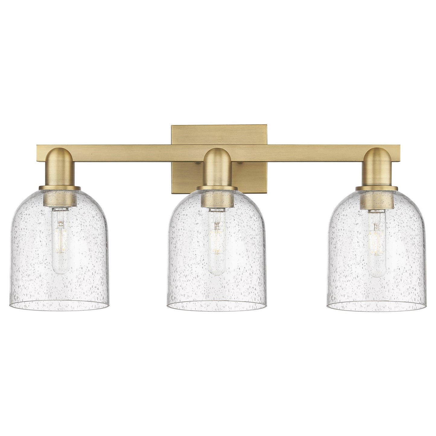 Innovations Bella 25in 3-Light Bath Vanity Light | Brushed Brass Steel and Cast Brass with Seedy Glass Shade | Damp-Rated | Model 716-3W-BB-G558-6SDY