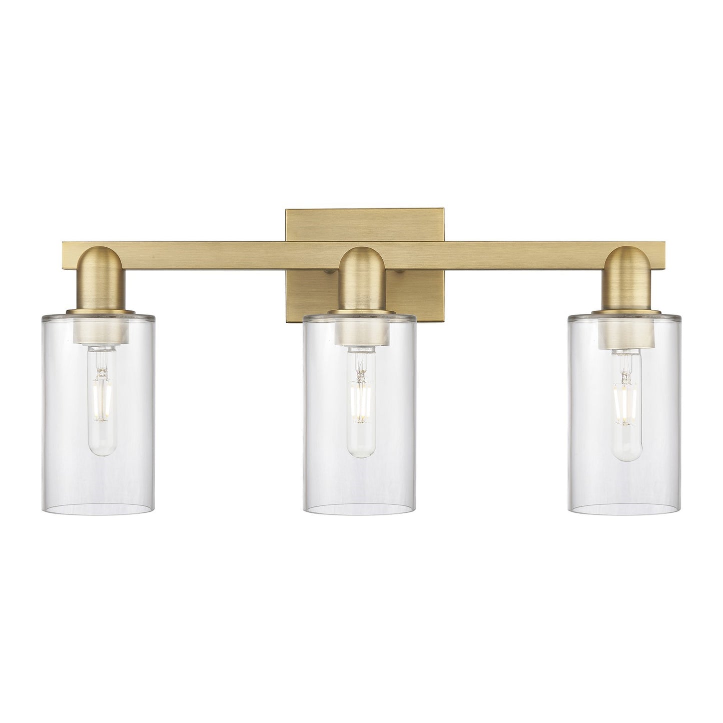 Innovations Clymer 23in 3-Light Bath Vanity Light | Industrial Brushed Brass and Clear Glass | Kitchen & Bathroom Vanity | 22.88 x | Model 716-3W-BB-G802